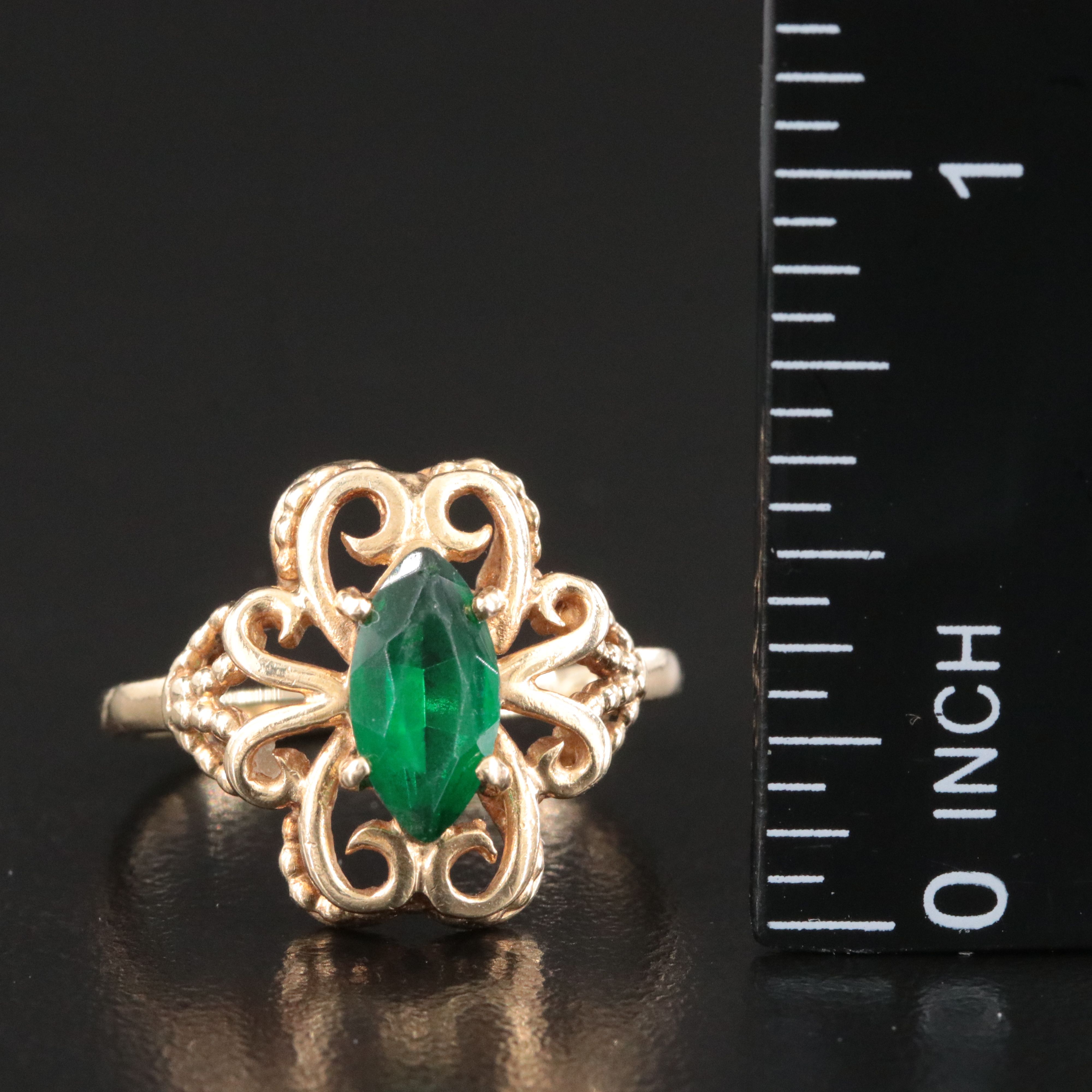 9K Glass Filigree Ring