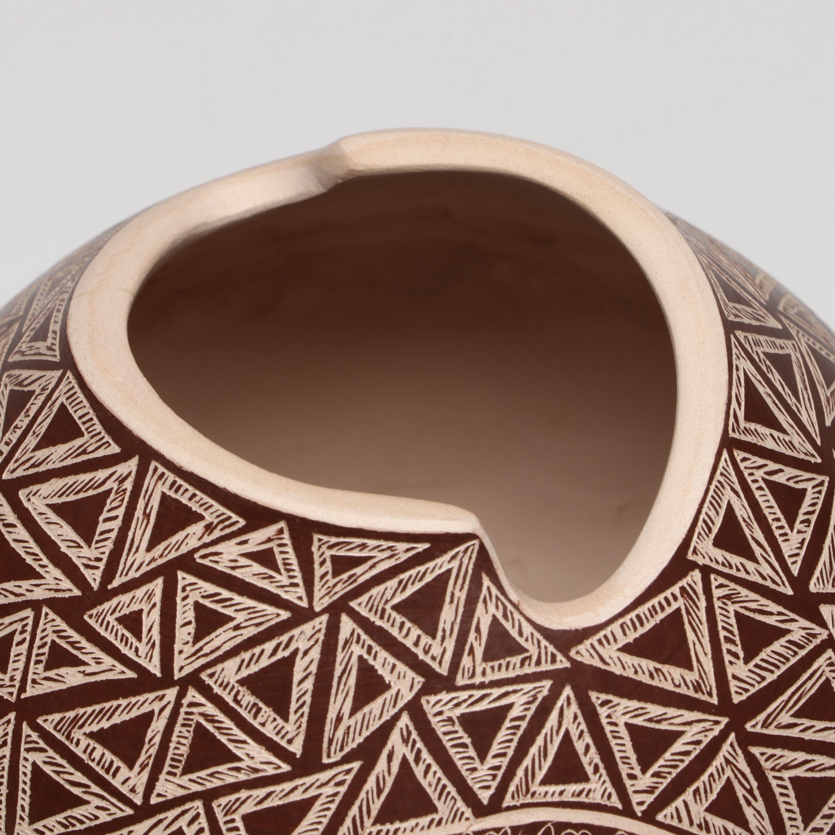 Heri Mora Mata Ortiz Pueblo Pottery Vase with Buffalo Motif