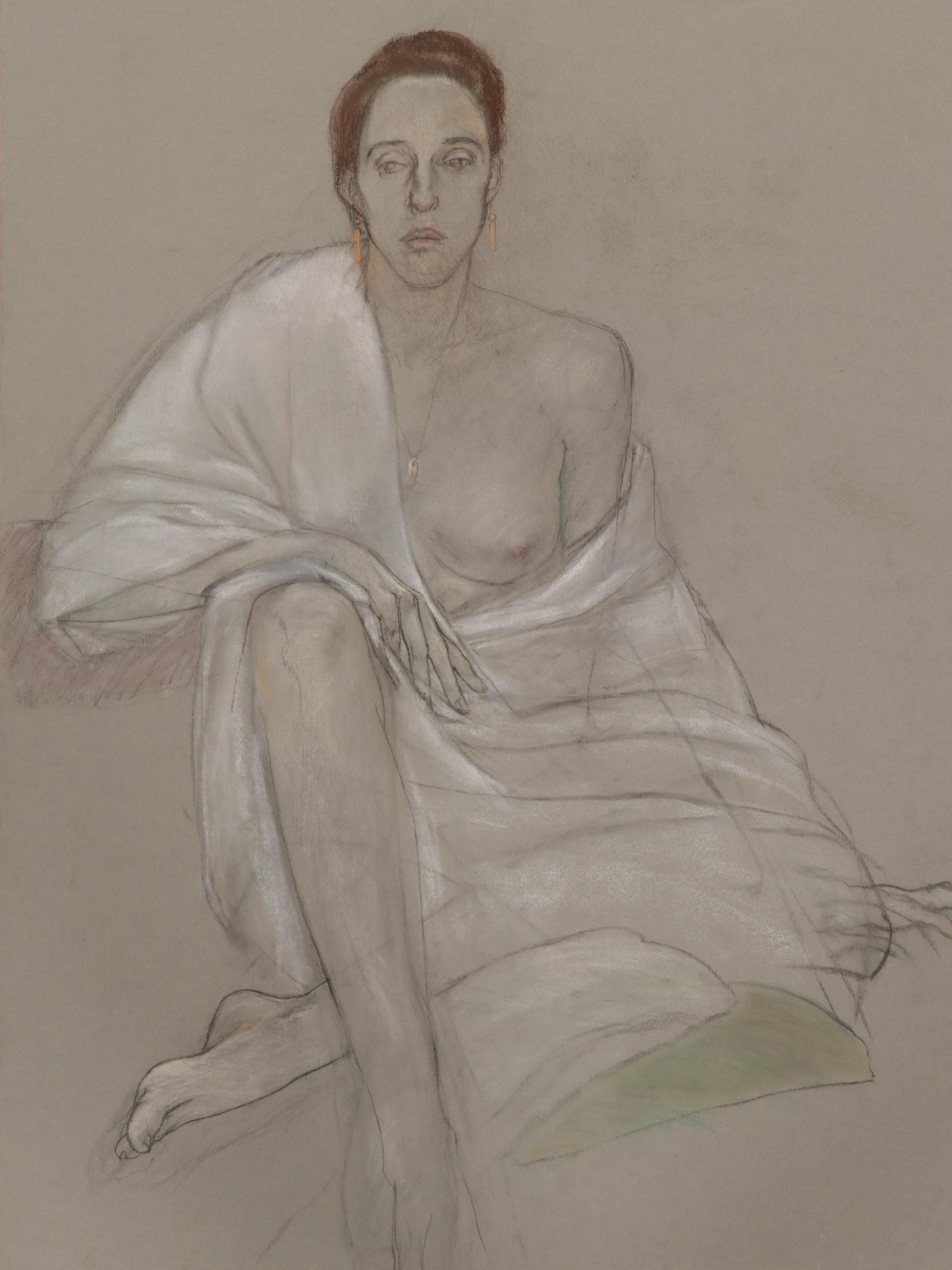 Paul Wagener Female Figure Study Pastel Drawings, Late 20th Century