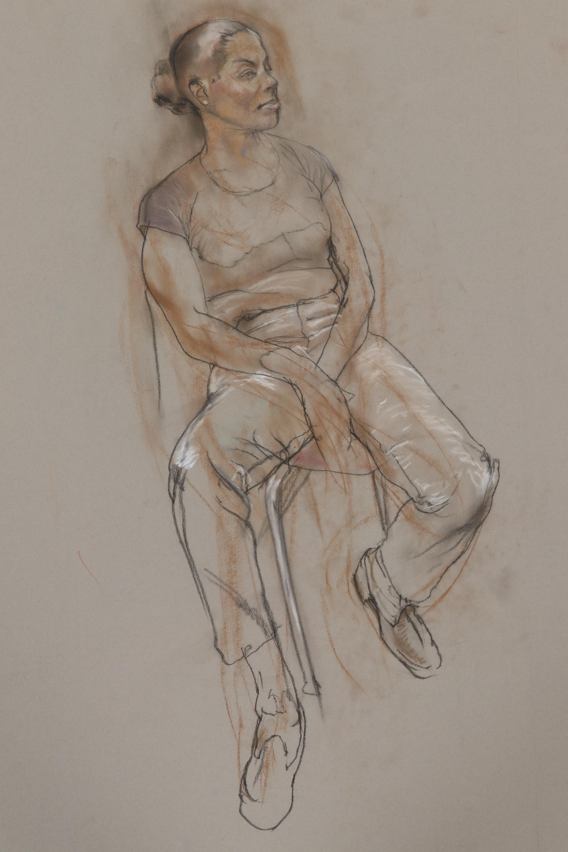 Paul Wagener Female Figure Study Pastel Drawings, Late 20th Century