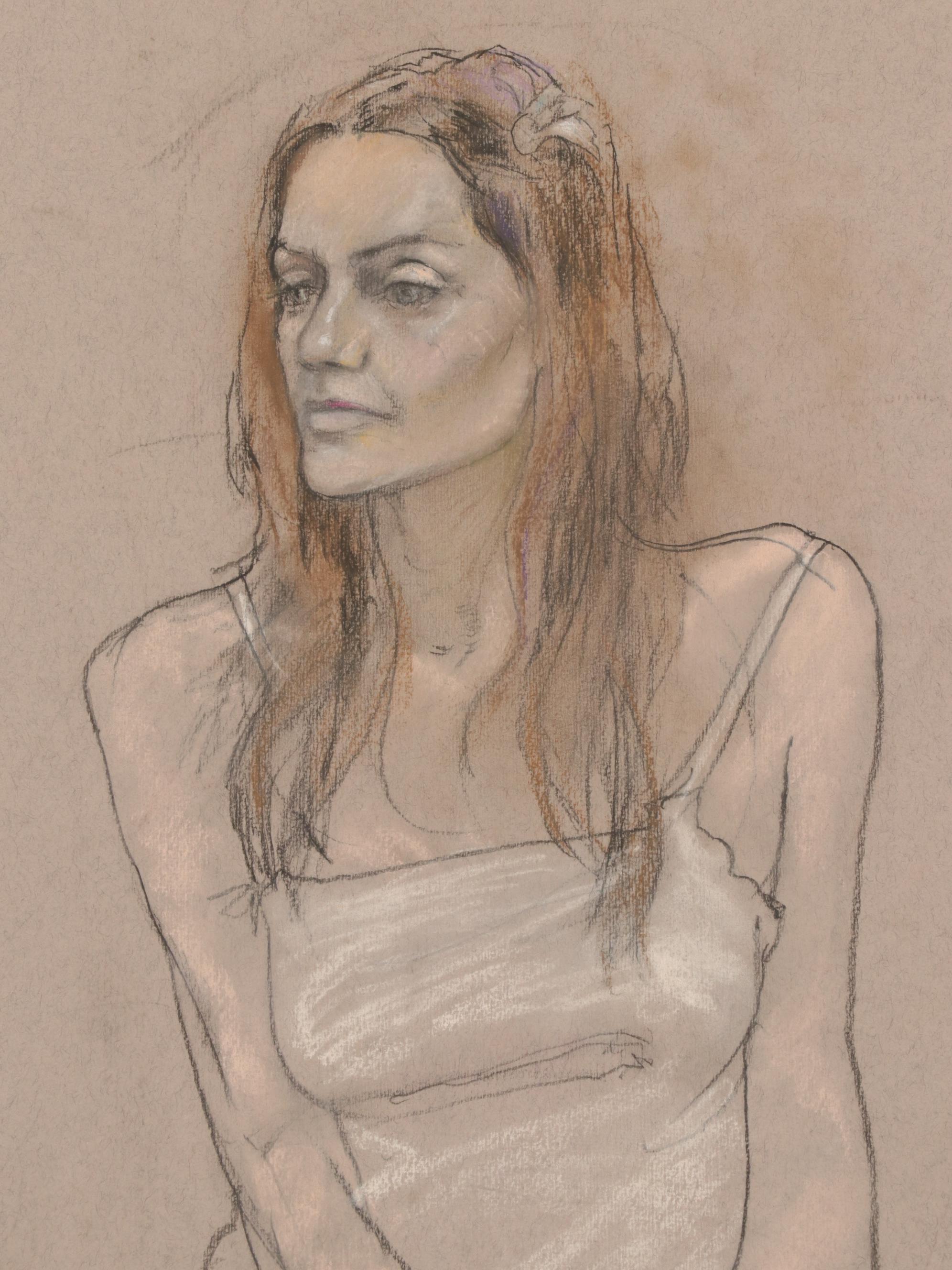 Paul Wagener Female Figure Study Pastel Drawings, Late 20th Century