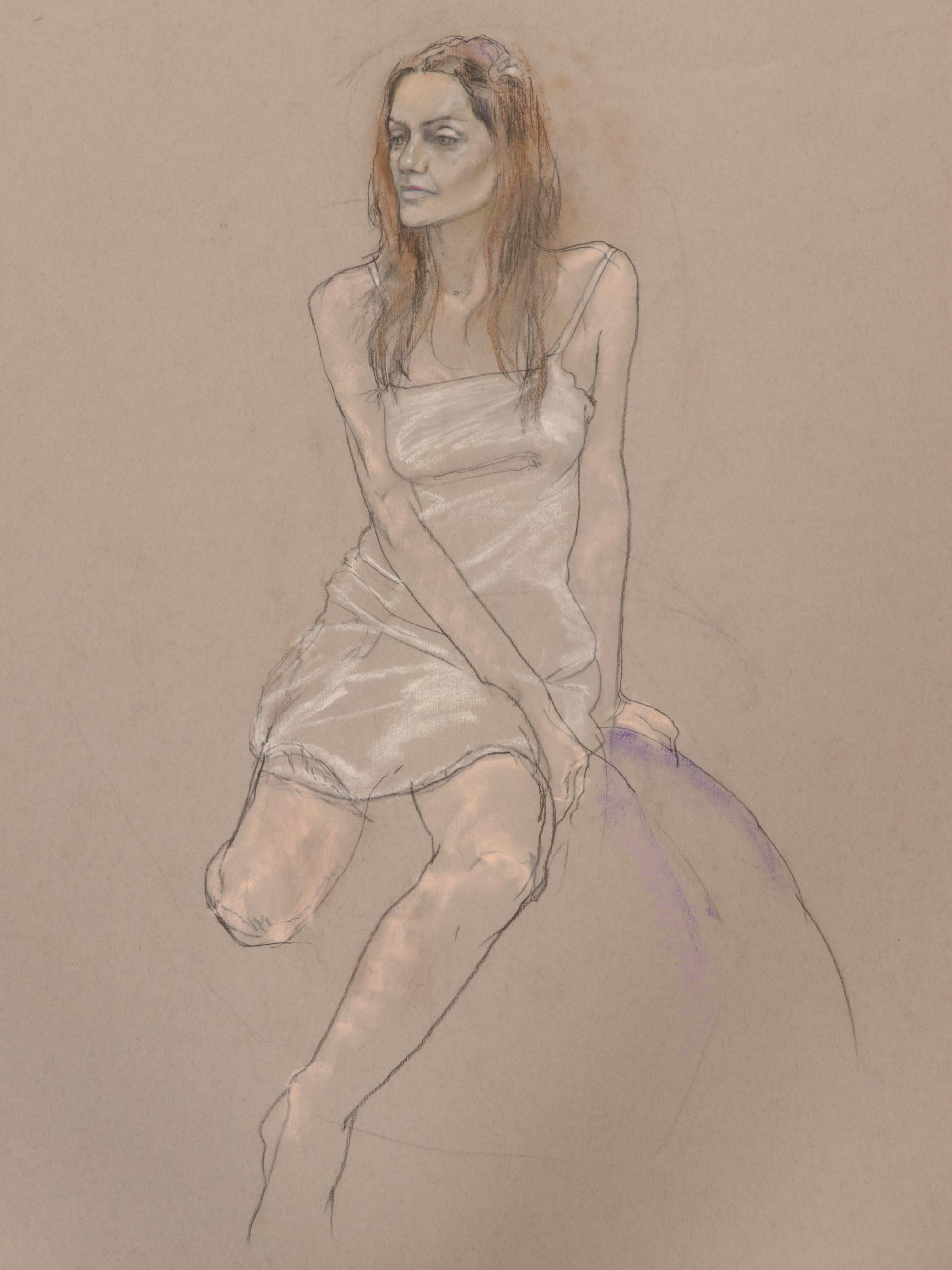 Paul Wagener Female Figure Study Pastel Drawings, Late 20th Century