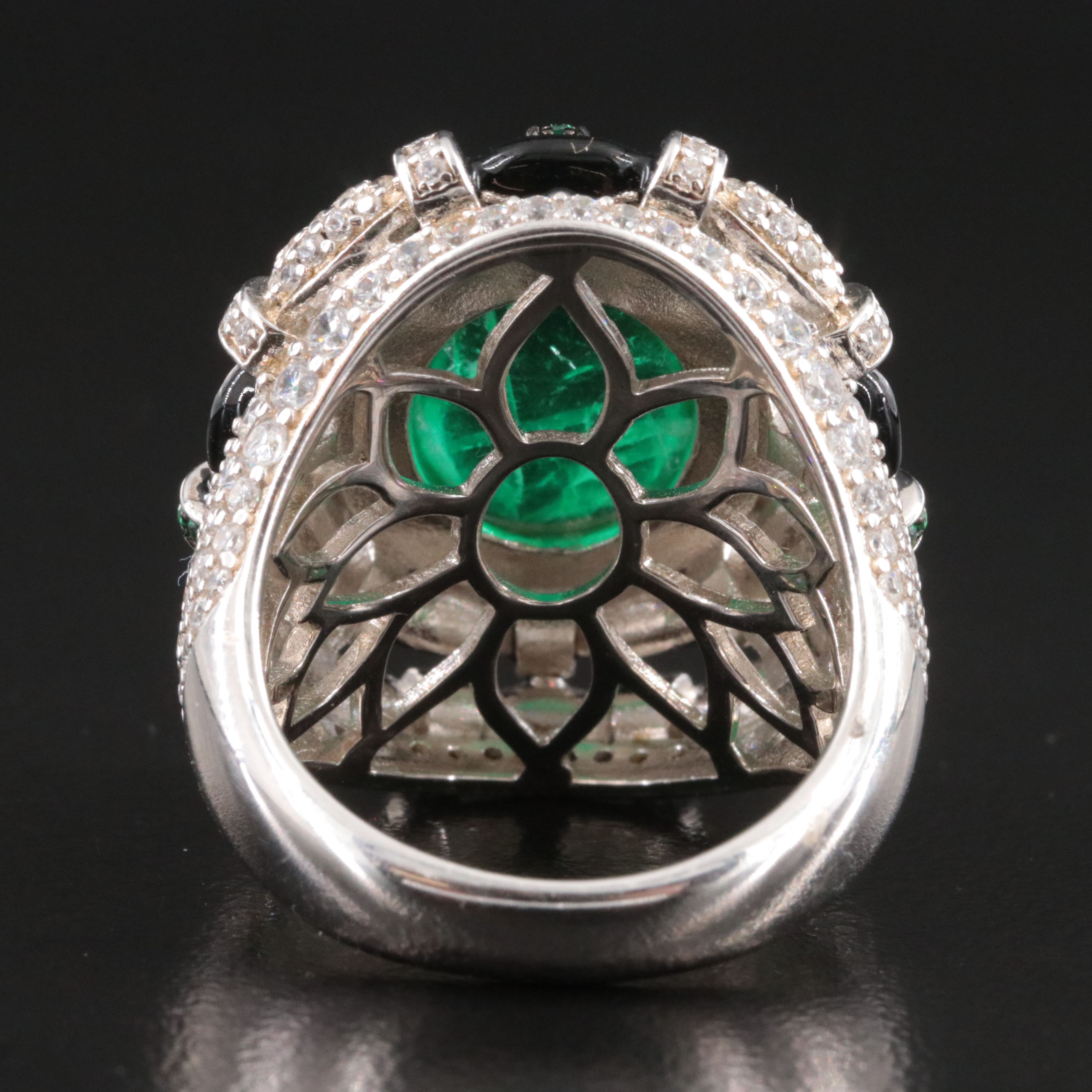 Sterling Ring Including Glass, CZ and Enamel