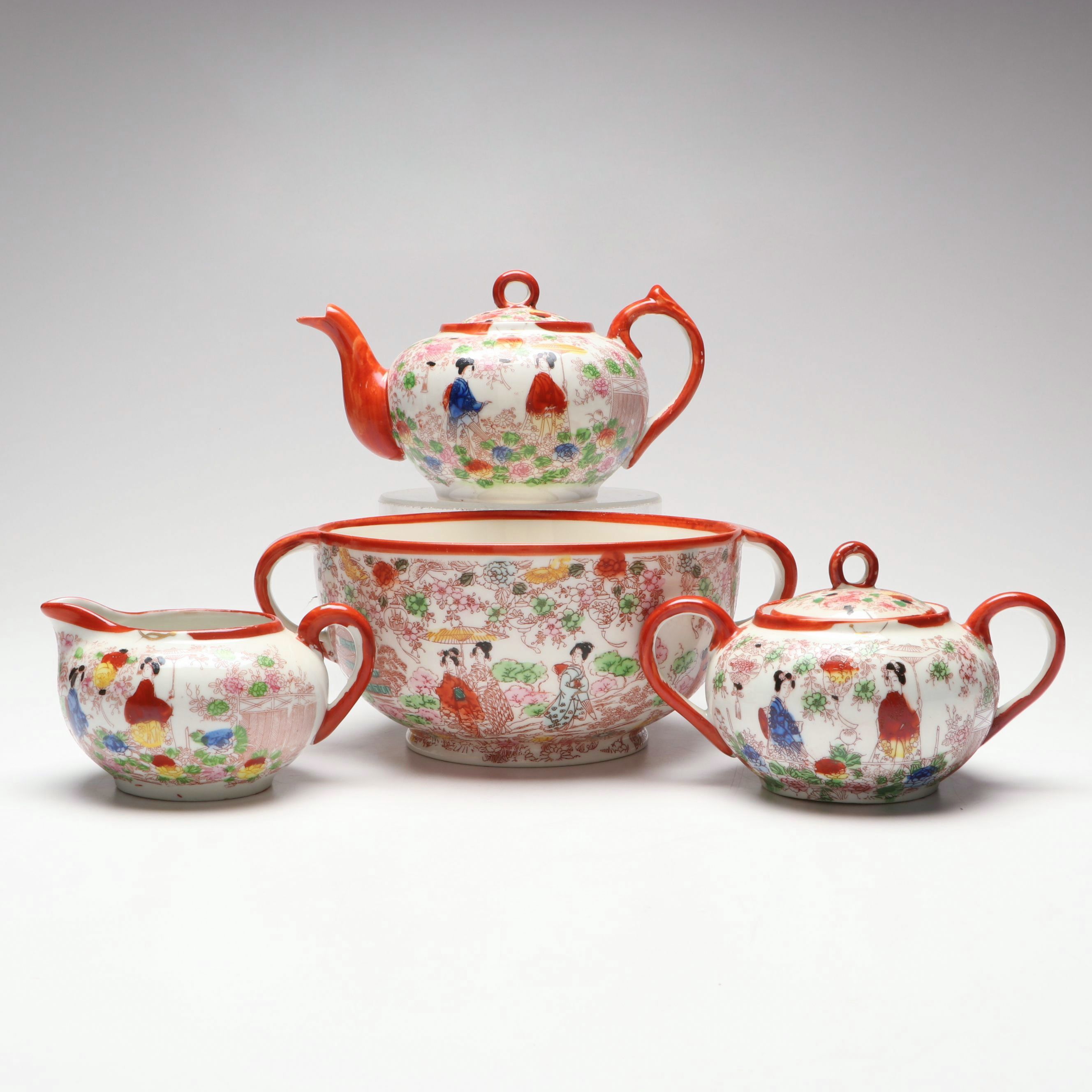 Japanese Famille Rose Porcelain Tea Service