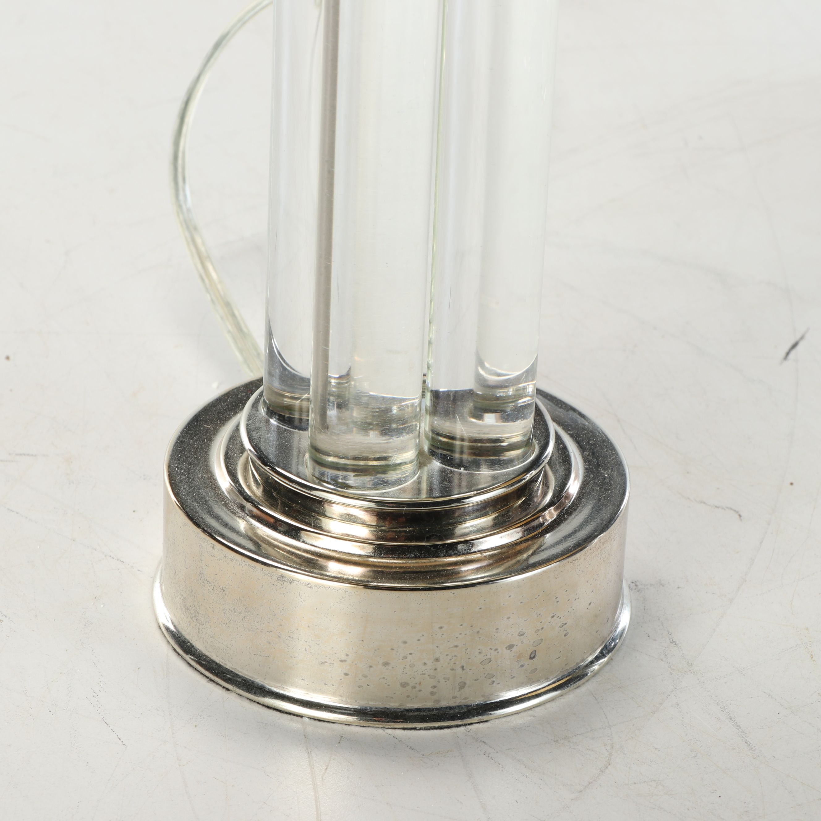 Pair of Restoration Hardware Fluted Column Table Lamps with Drum Shades