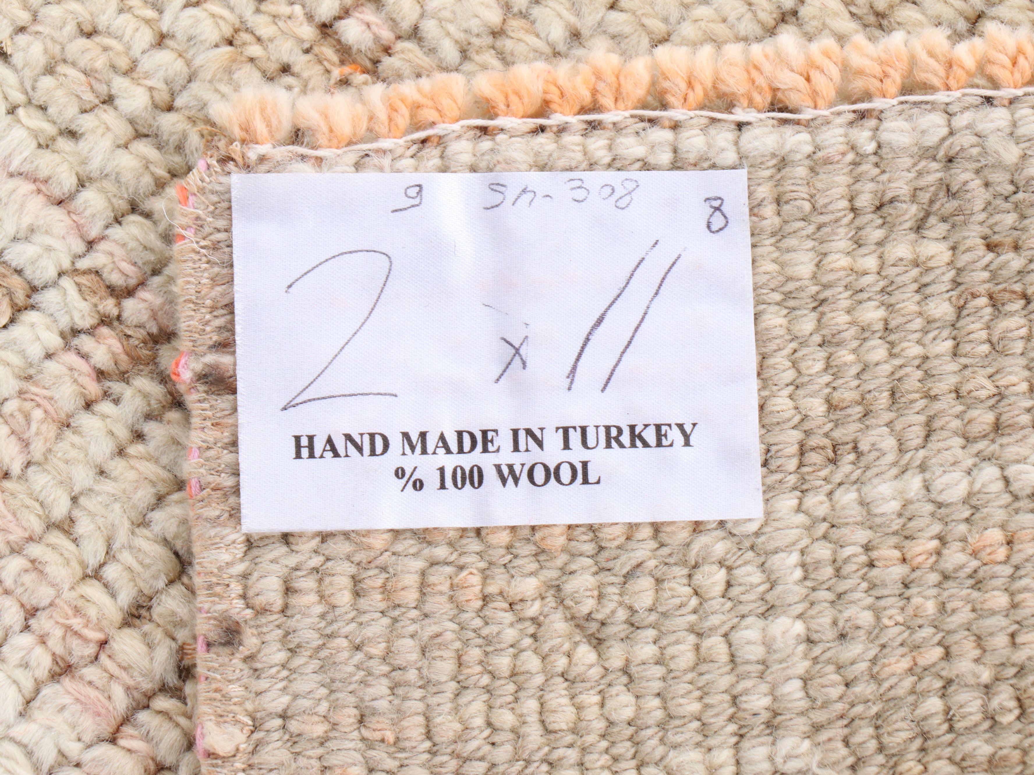 2'9 x 11'10 Hand-Knotted Turkish Oushak Carpet Runner