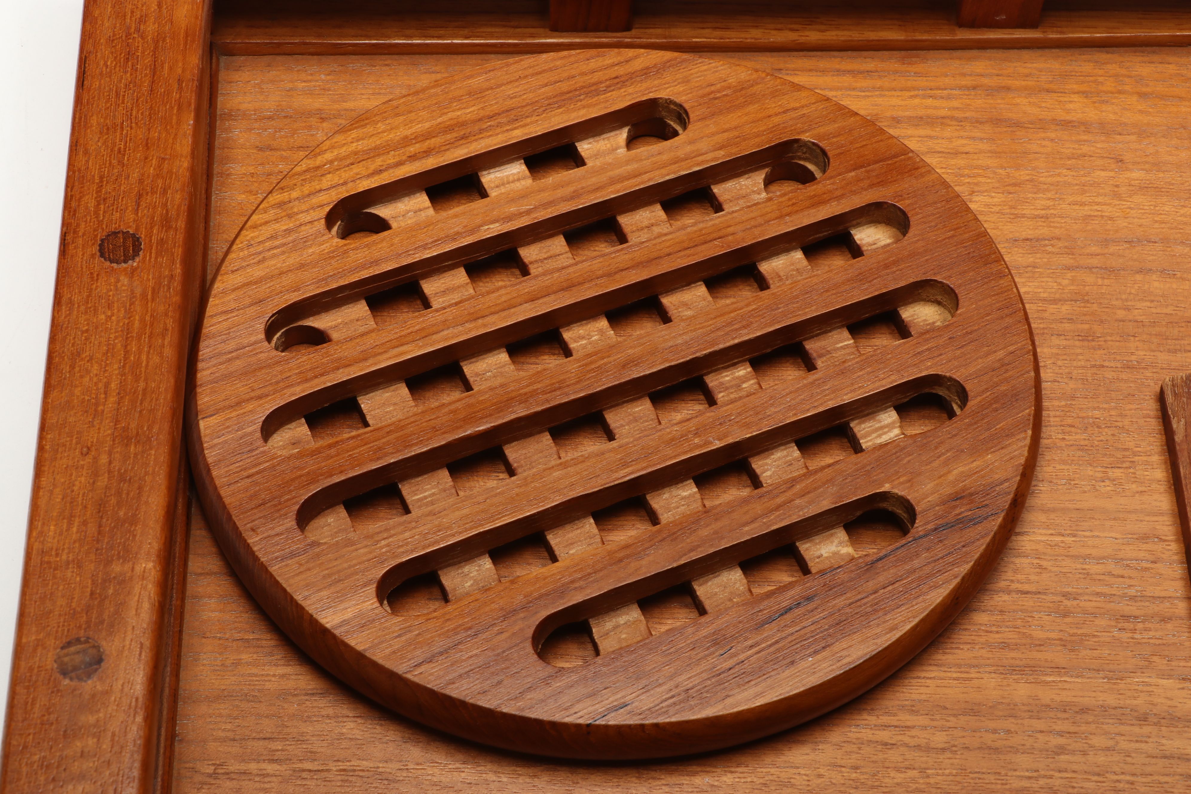 Dansk Teak Trays with Ceramic Hurricane Candle Lamps and More