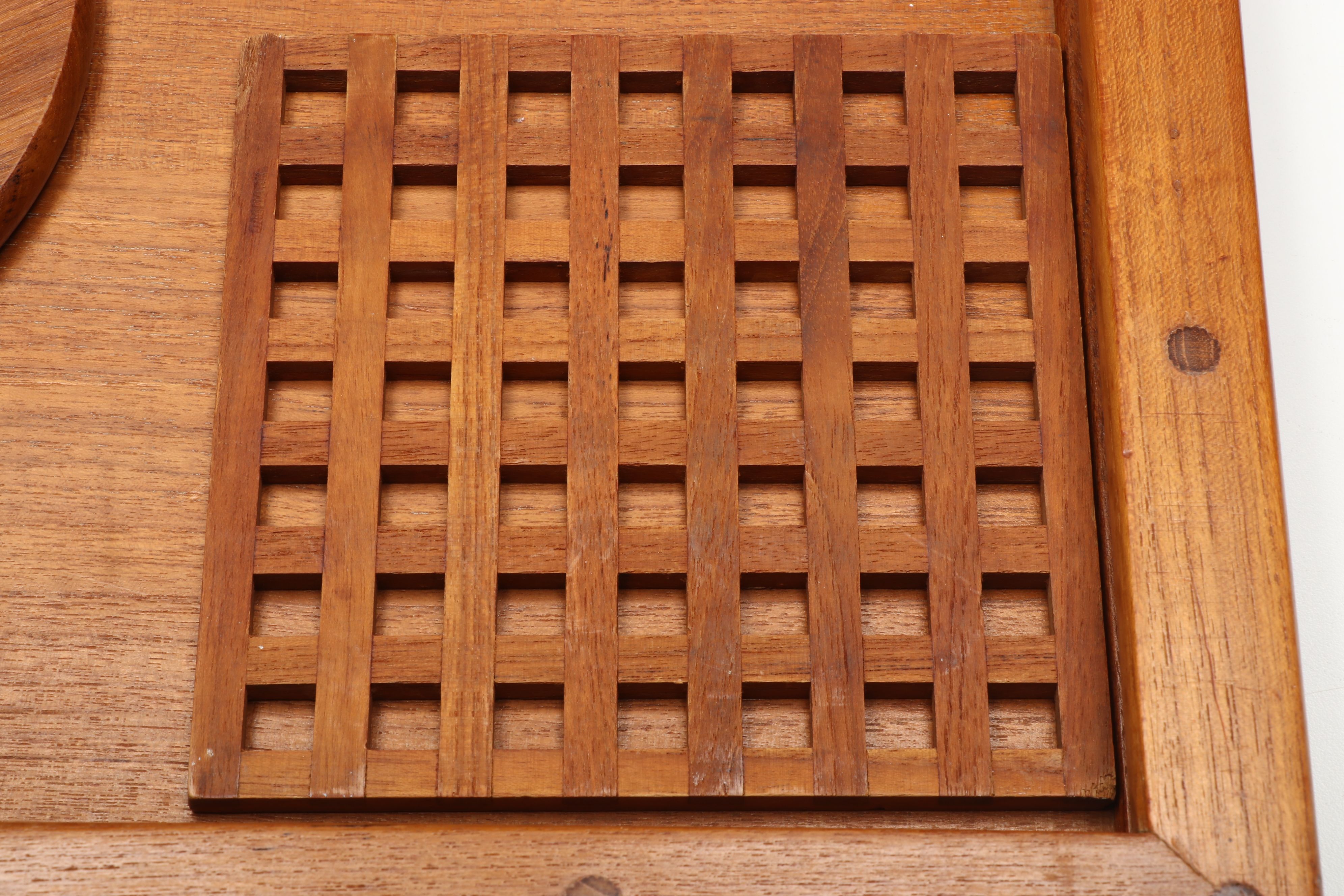 Dansk Teak Trays with Ceramic Hurricane Candle Lamps and More