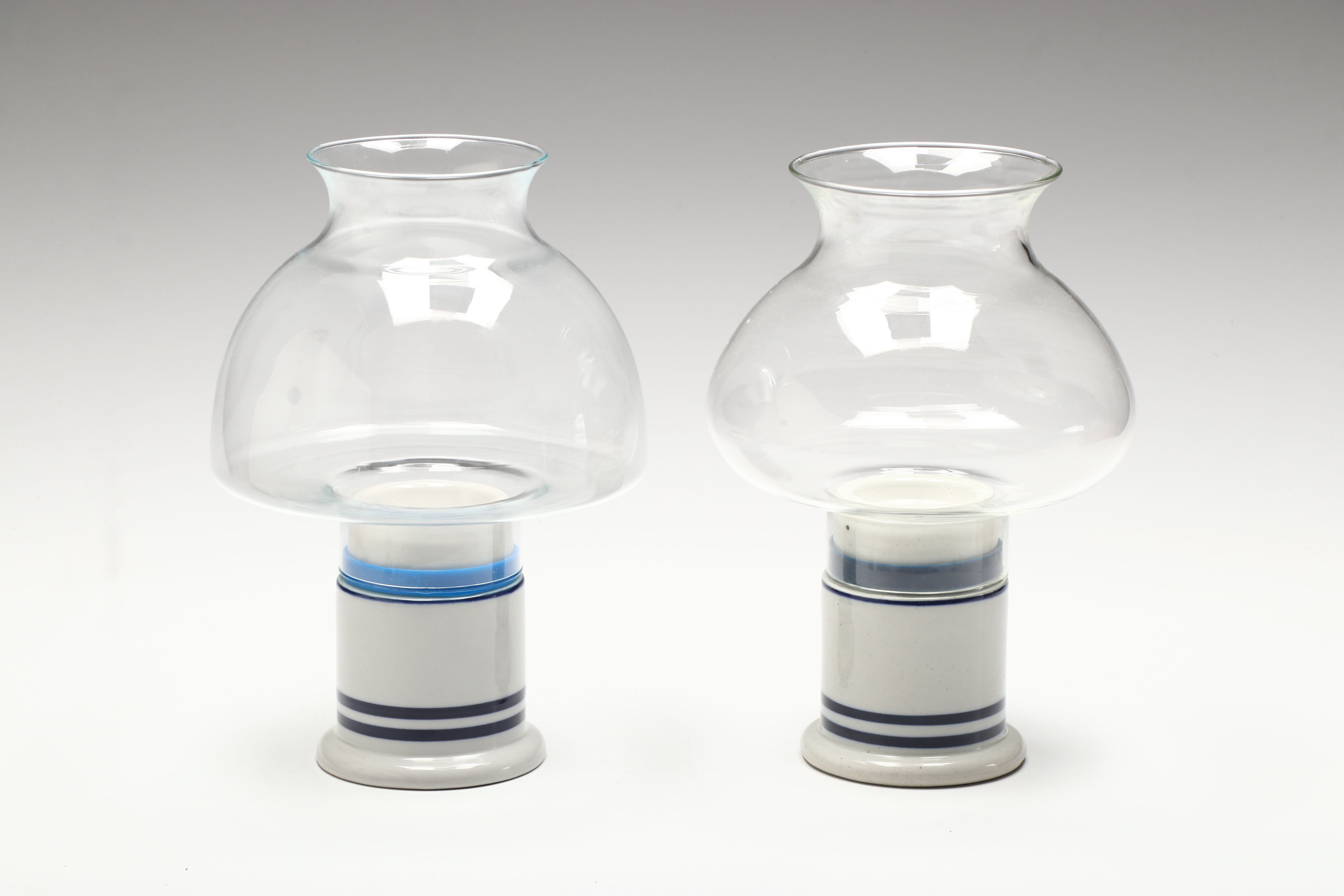 Dansk Teak Trays with Ceramic Hurricane Candle Lamps and More