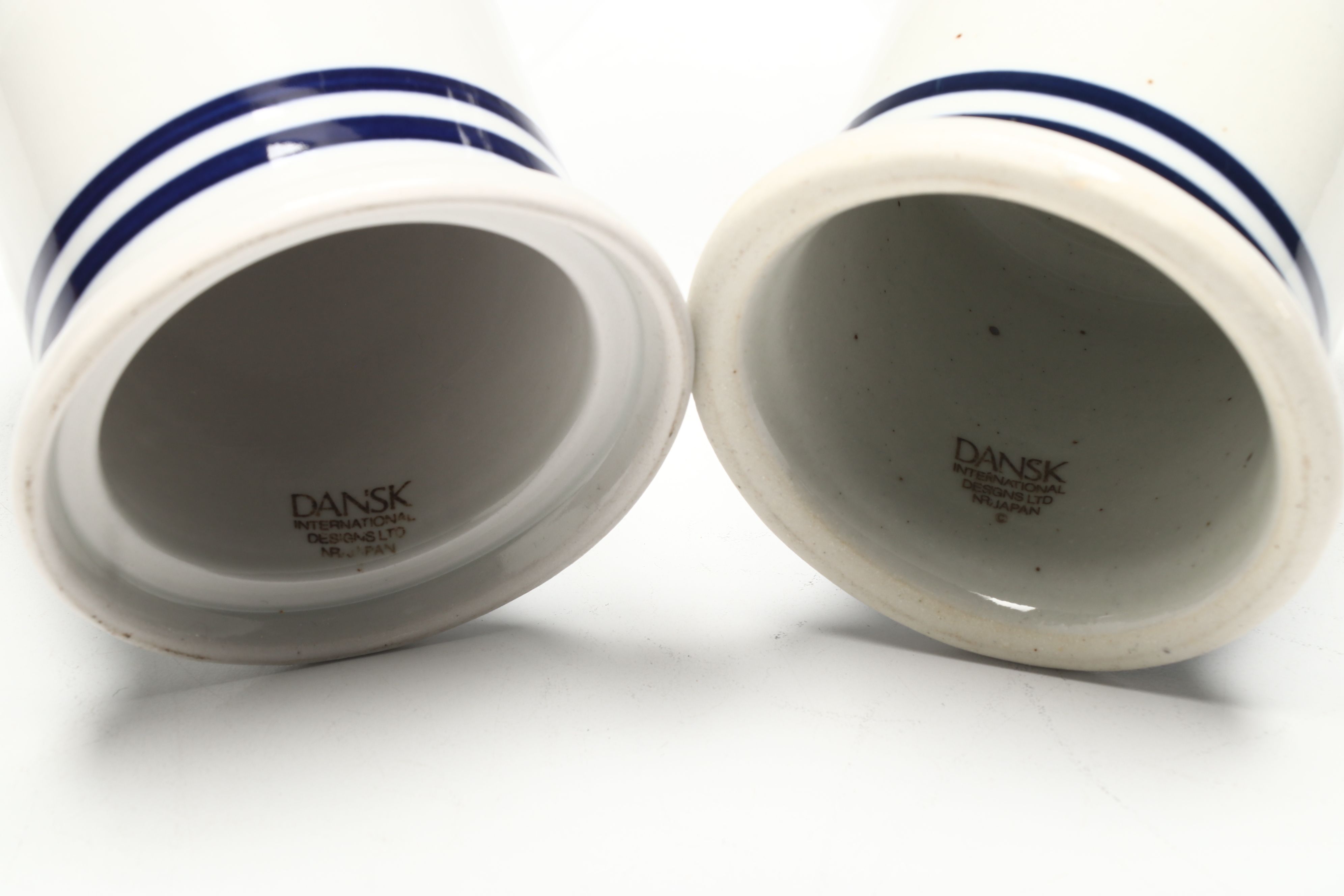 Dansk Teak Trays with Ceramic Hurricane Candle Lamps and More