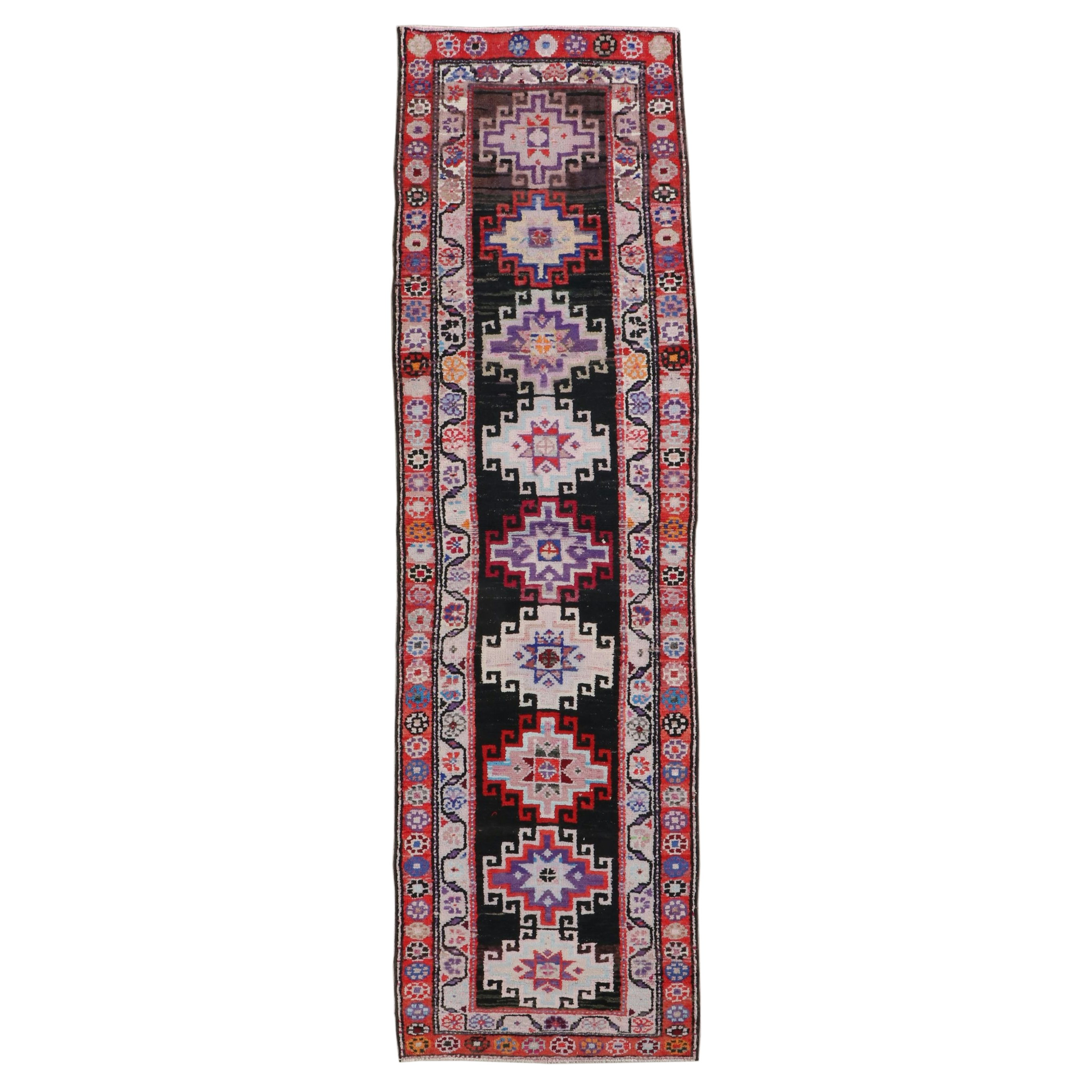 2'9 x 9'10 Hand-Knotted Turkish Anatolian Carpet Runner