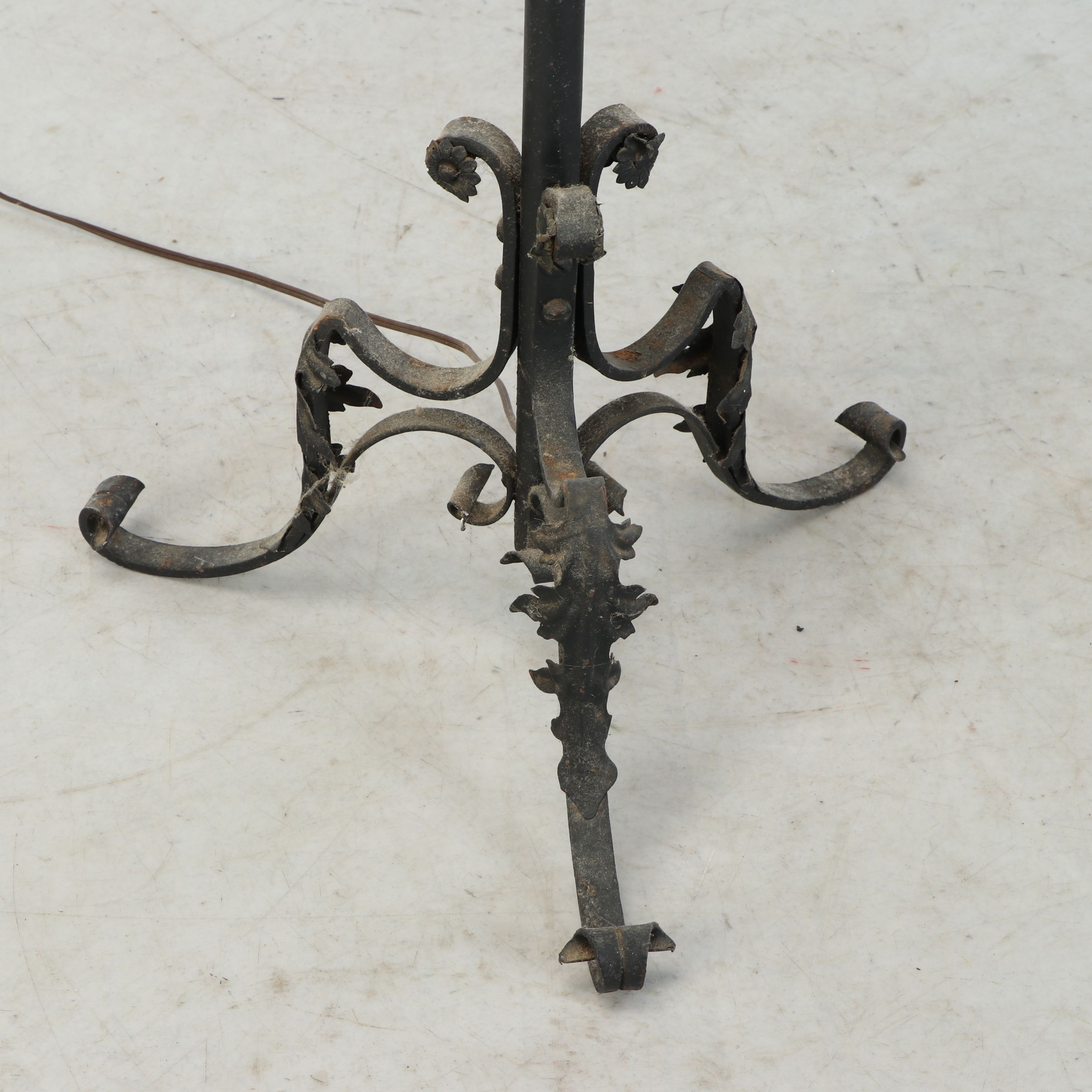 Gothic Revival Style Wrought Iron Floor Lamp, 20th Century