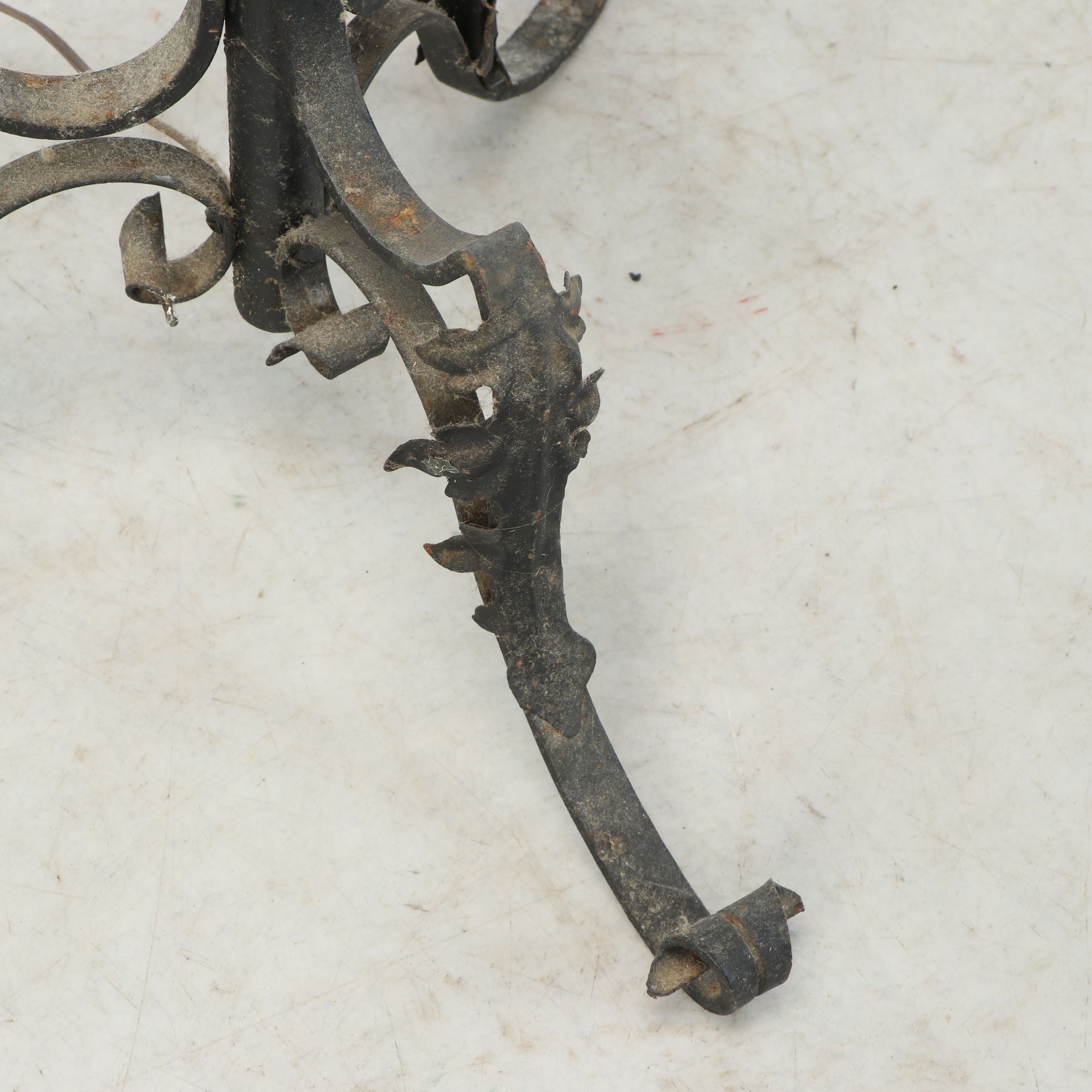 Gothic Revival Style Wrought Iron Floor Lamp, 20th Century