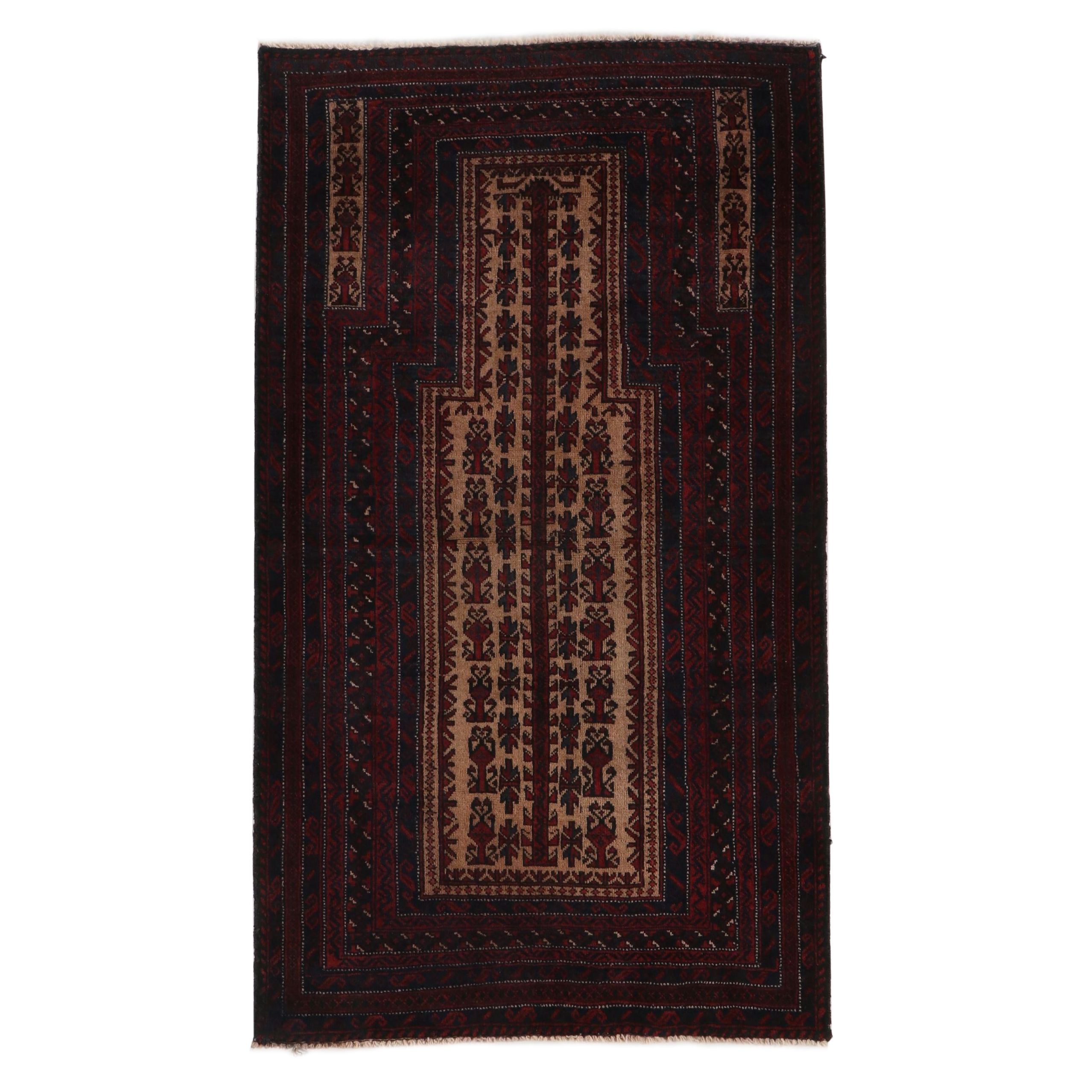 3'1 x 5'5 Hand-Knotted Afghan Baluch Prayer Rug