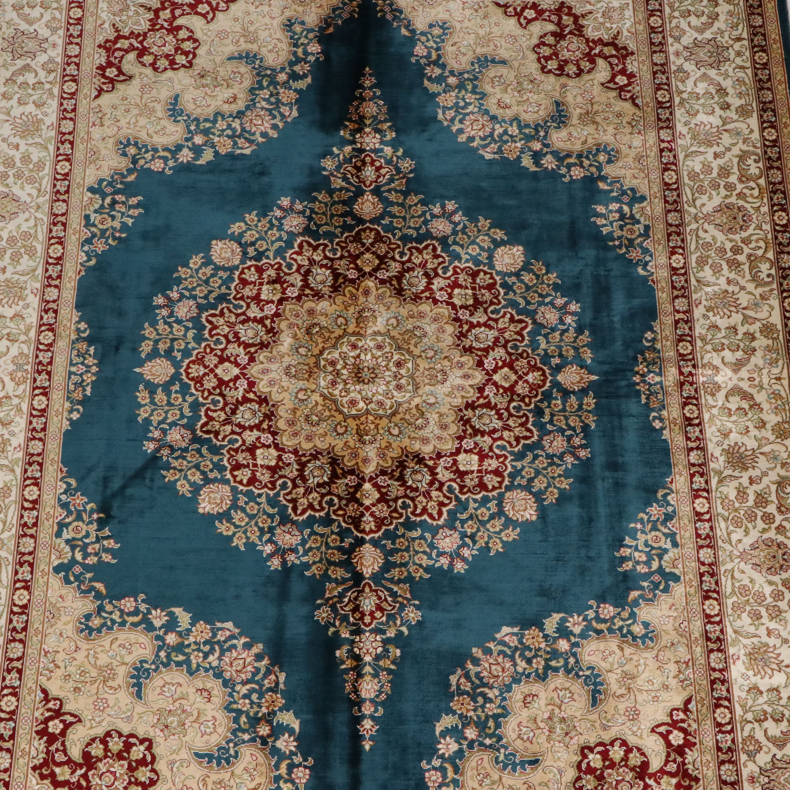 5'7 x 8'10 Hand-Knotted Persian Qom Silk Area Rug