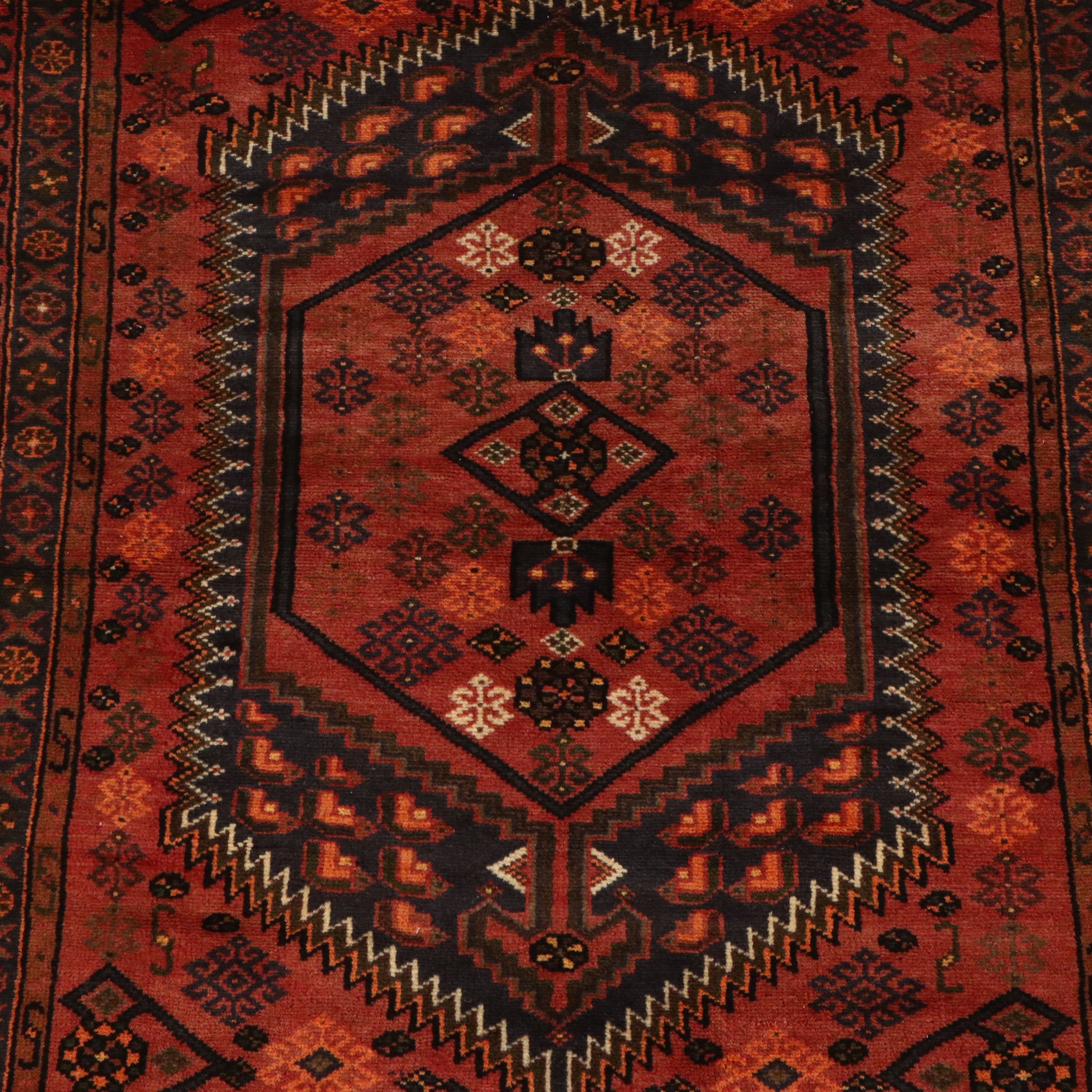 4'2 x 6'3 Hand-Knotted Persian Hamadan Area Rug