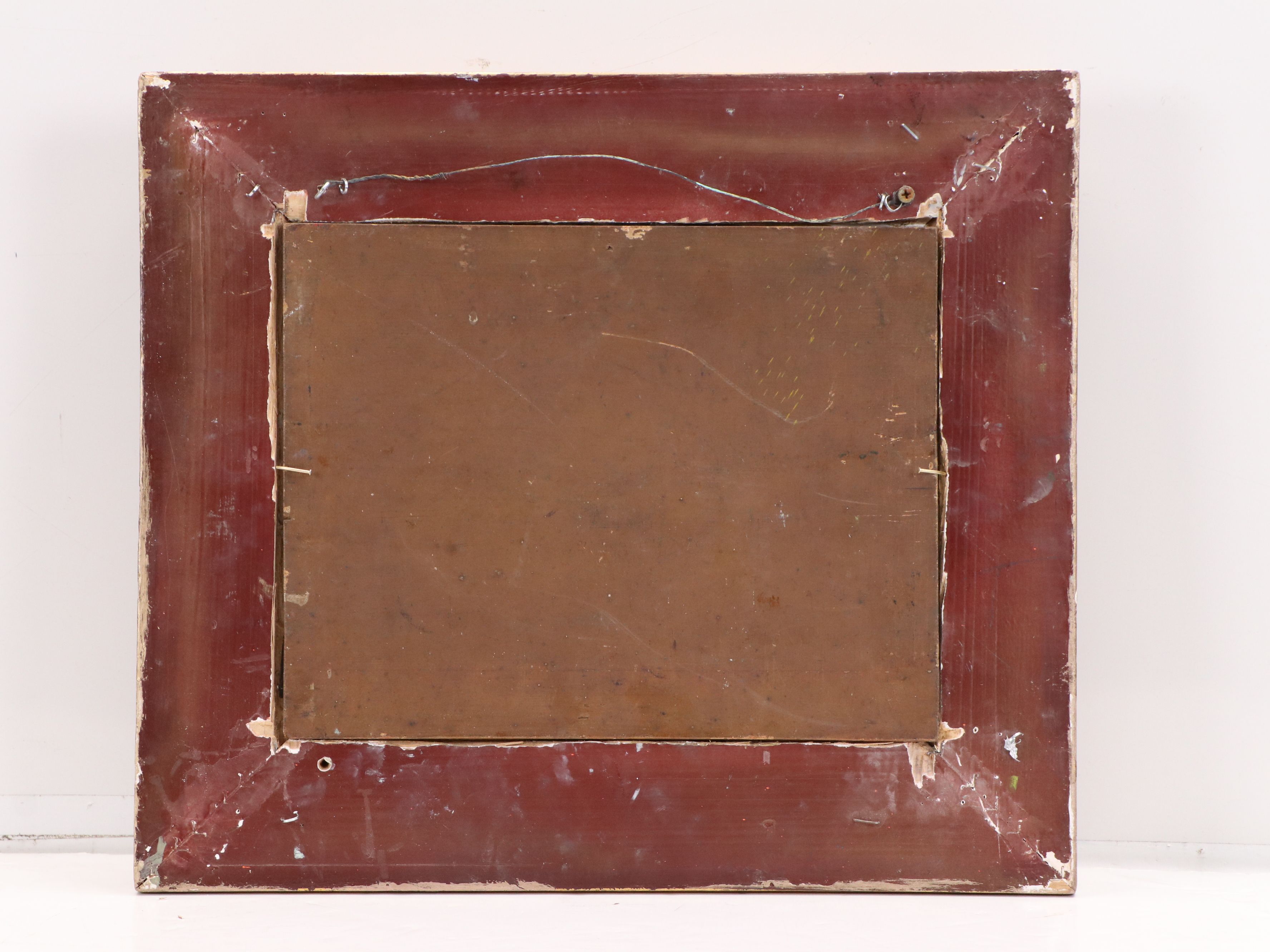 Oil Painting of Rustic Yard with Tree, Mid-20th Century