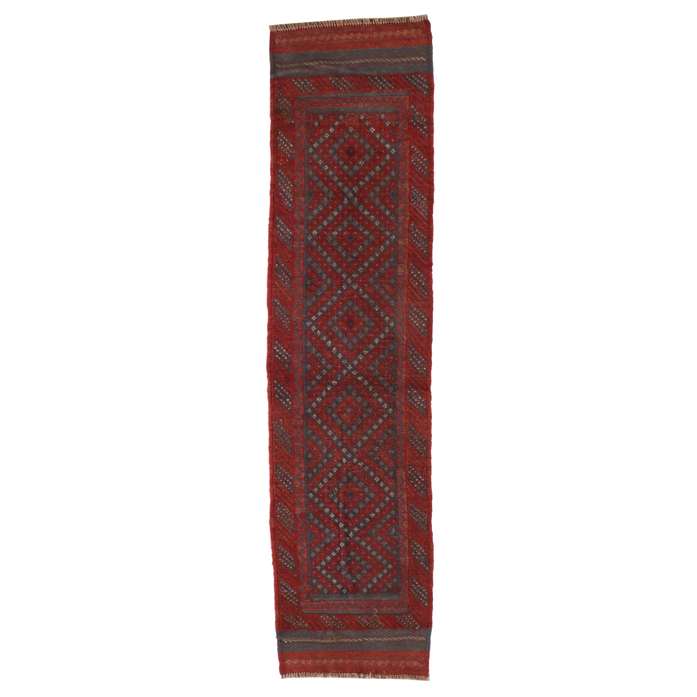 2' x 8'2 Handwoven Mixed-Technique Afghan Mashwani Carpet Runner