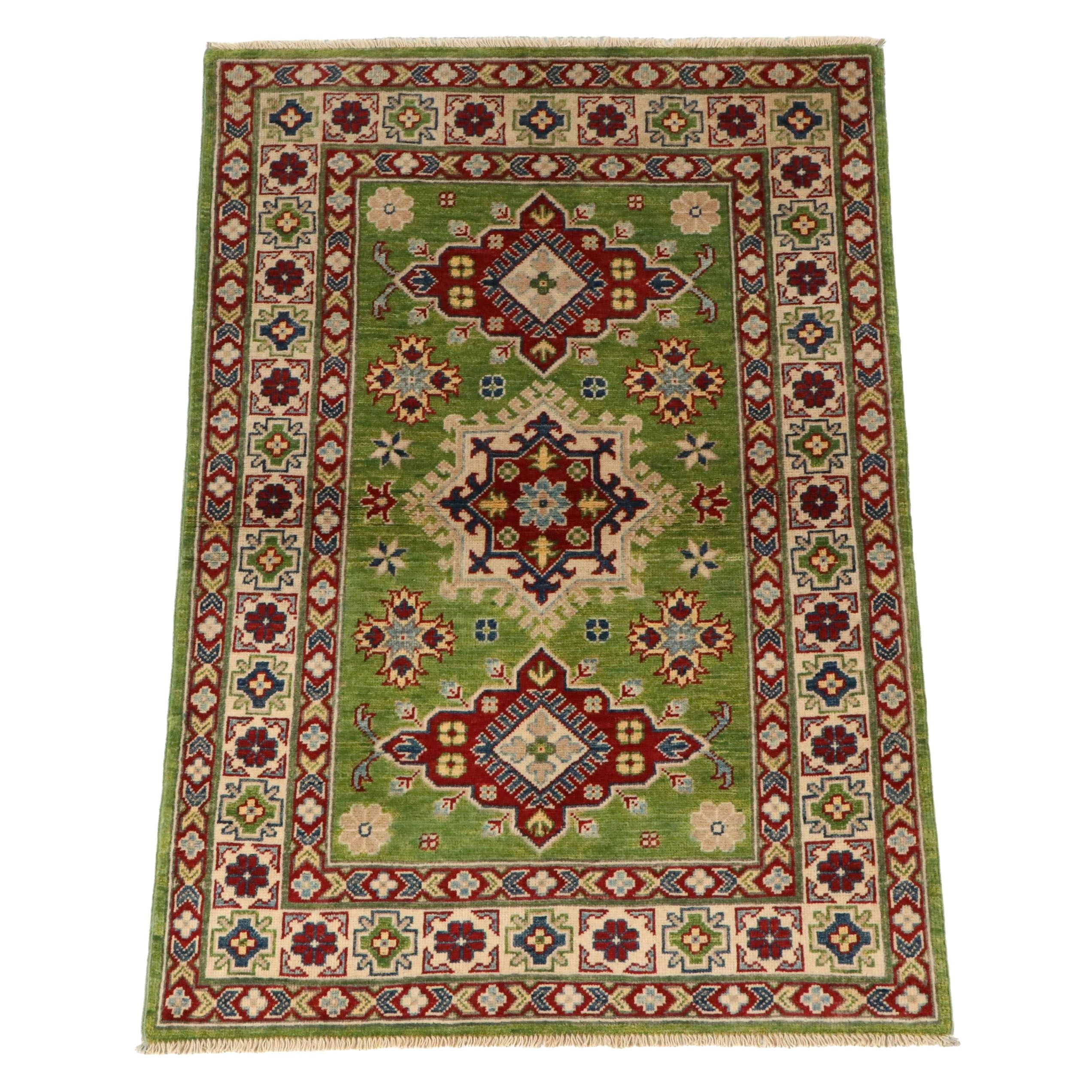 3'3 x 4'11 Hand-Knotted Afghan Kazak Accent Rug