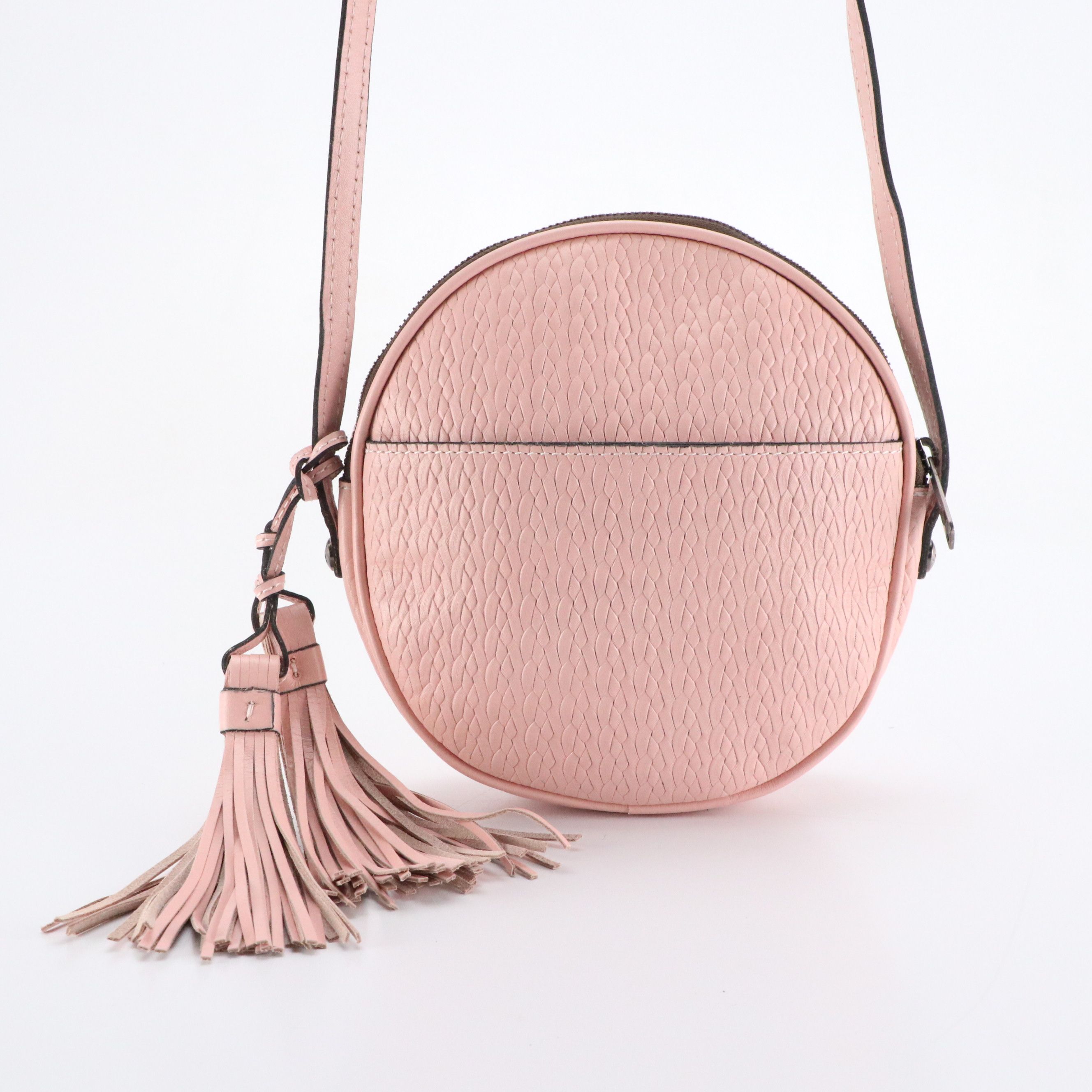 Patricia Nash Canteen Crossbody Bag in Light Pink Braid-Effect Leather