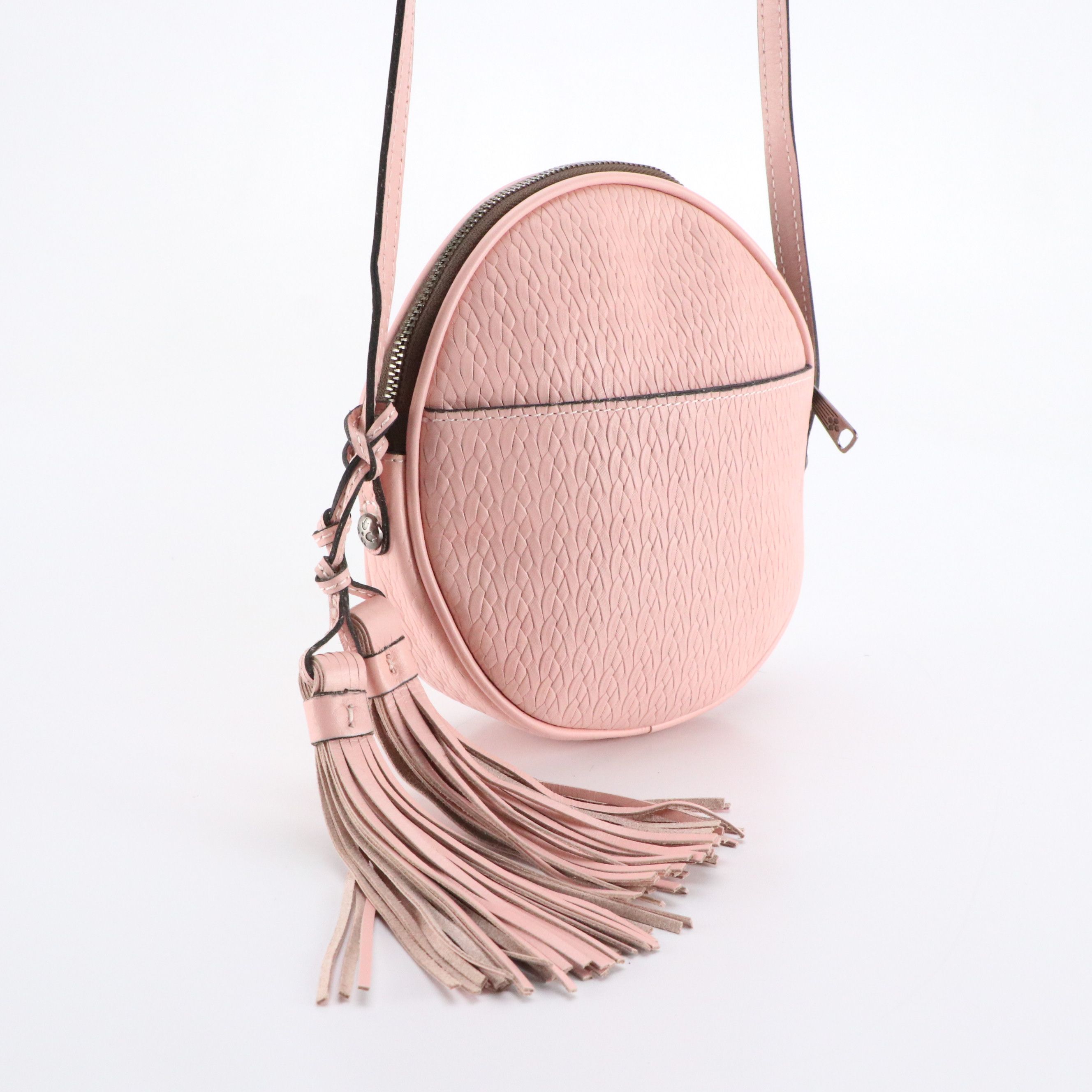 Patricia Nash Canteen Crossbody Bag in Light Pink Braid-Effect Leather