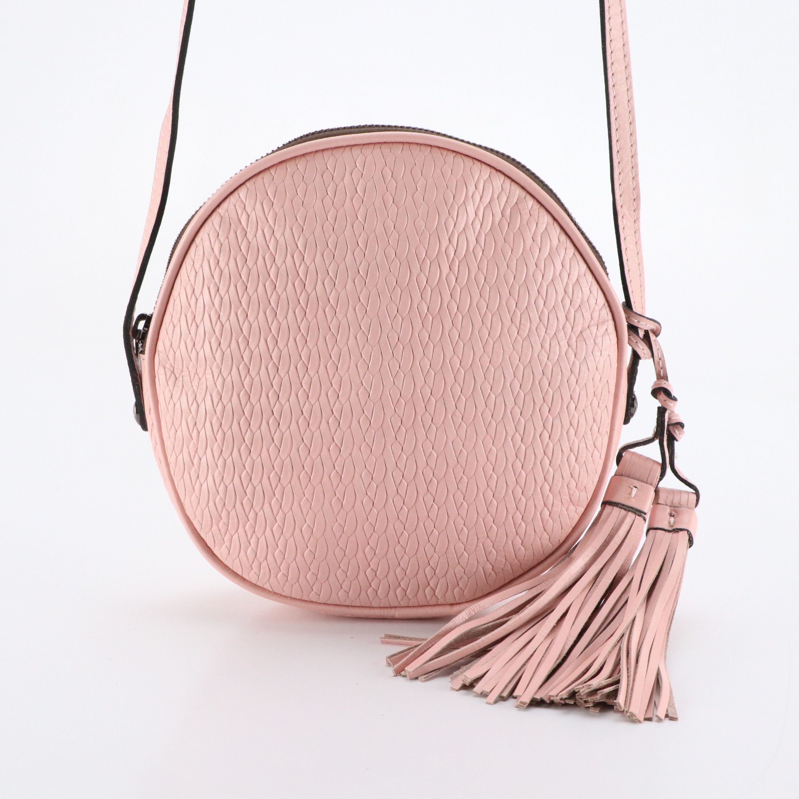Patricia Nash Canteen Crossbody Bag in Light Pink Braid-Effect Leather
