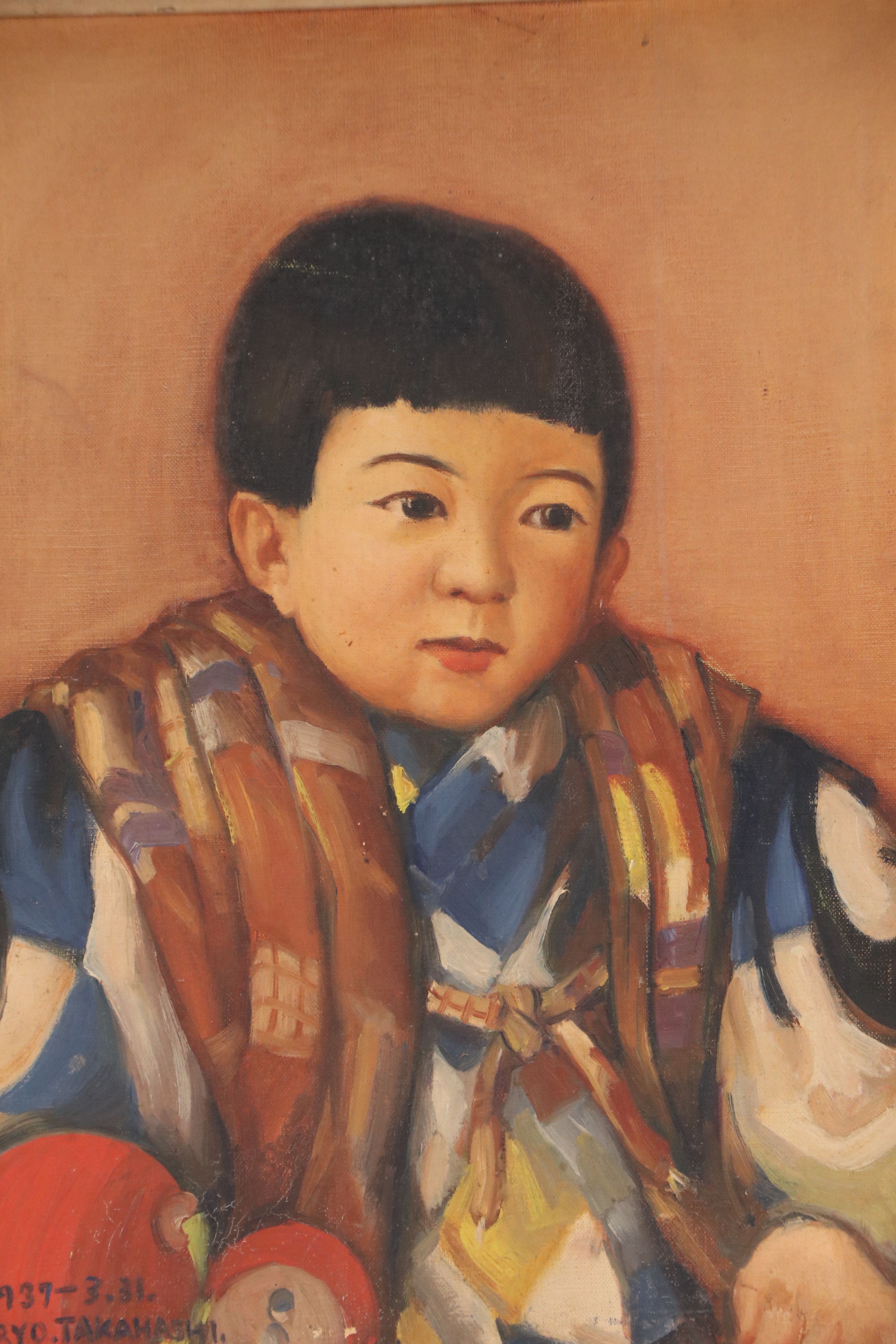 Ryo Takahashi Oil Portrait of Young Boy, 1937