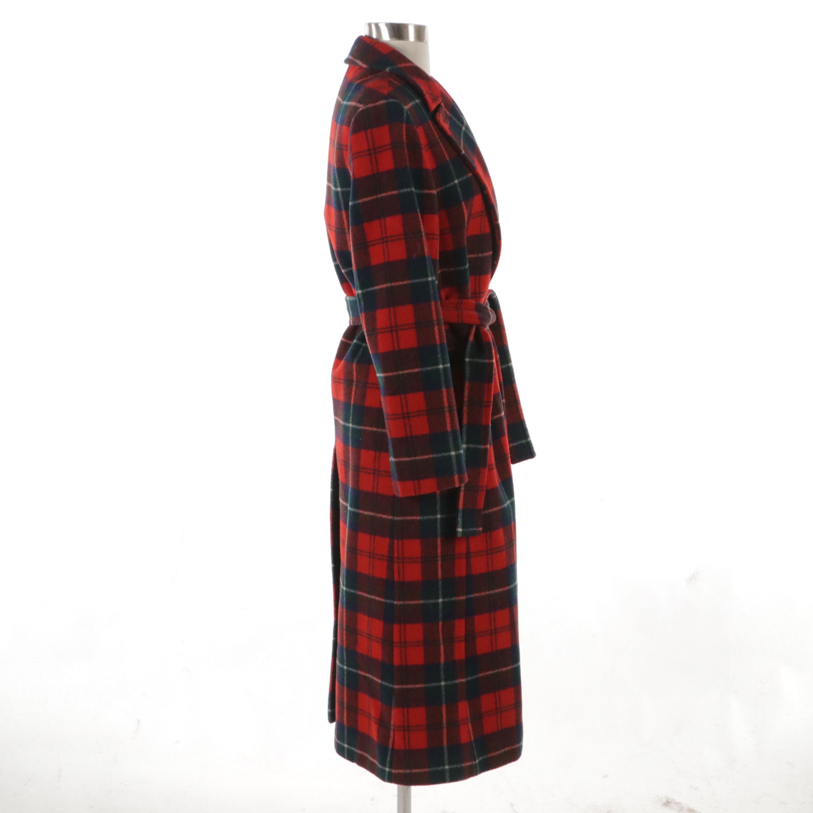 Pendleton Vintage Plaid Wool Belted Long Coat