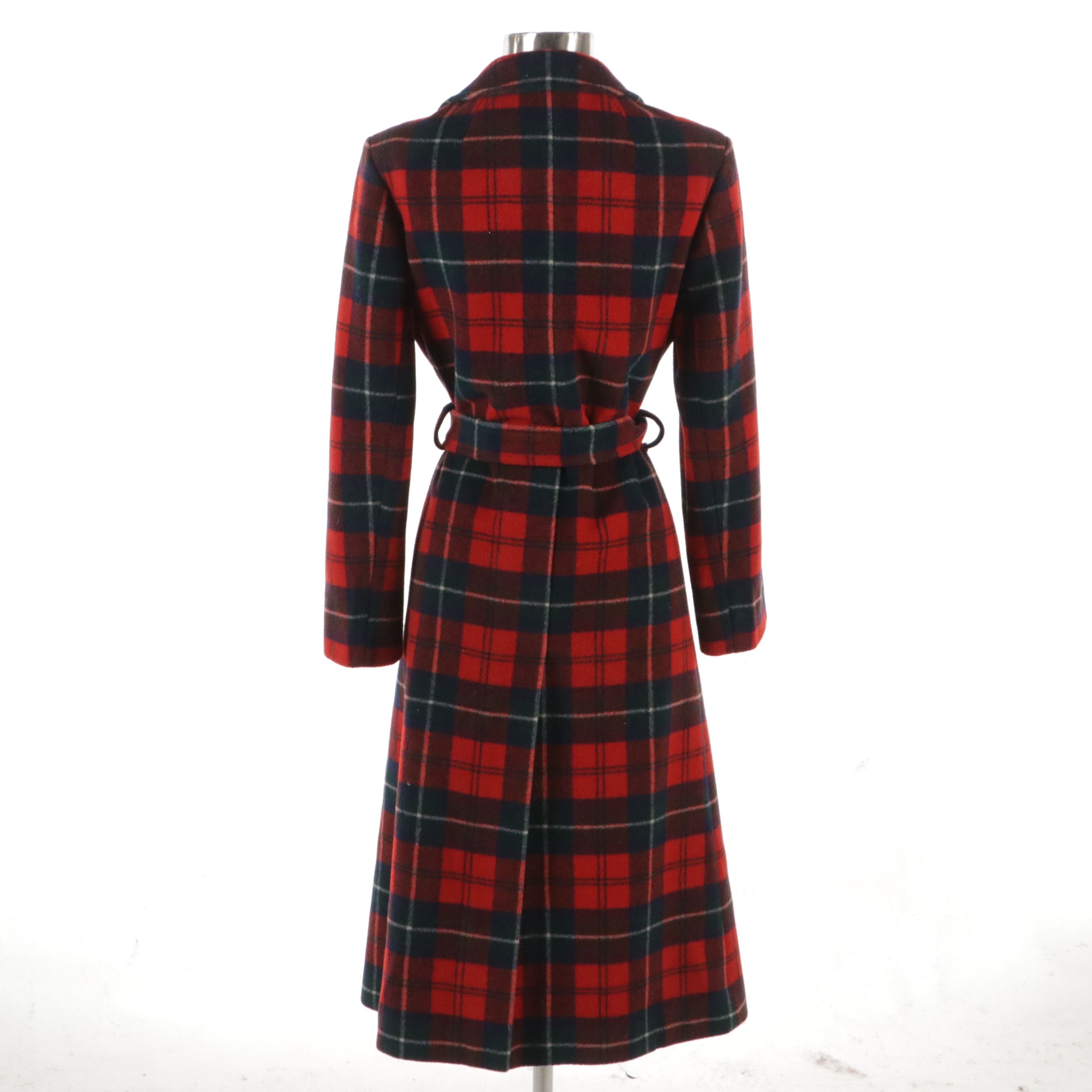 Pendleton Vintage Plaid Wool Belted Long Coat