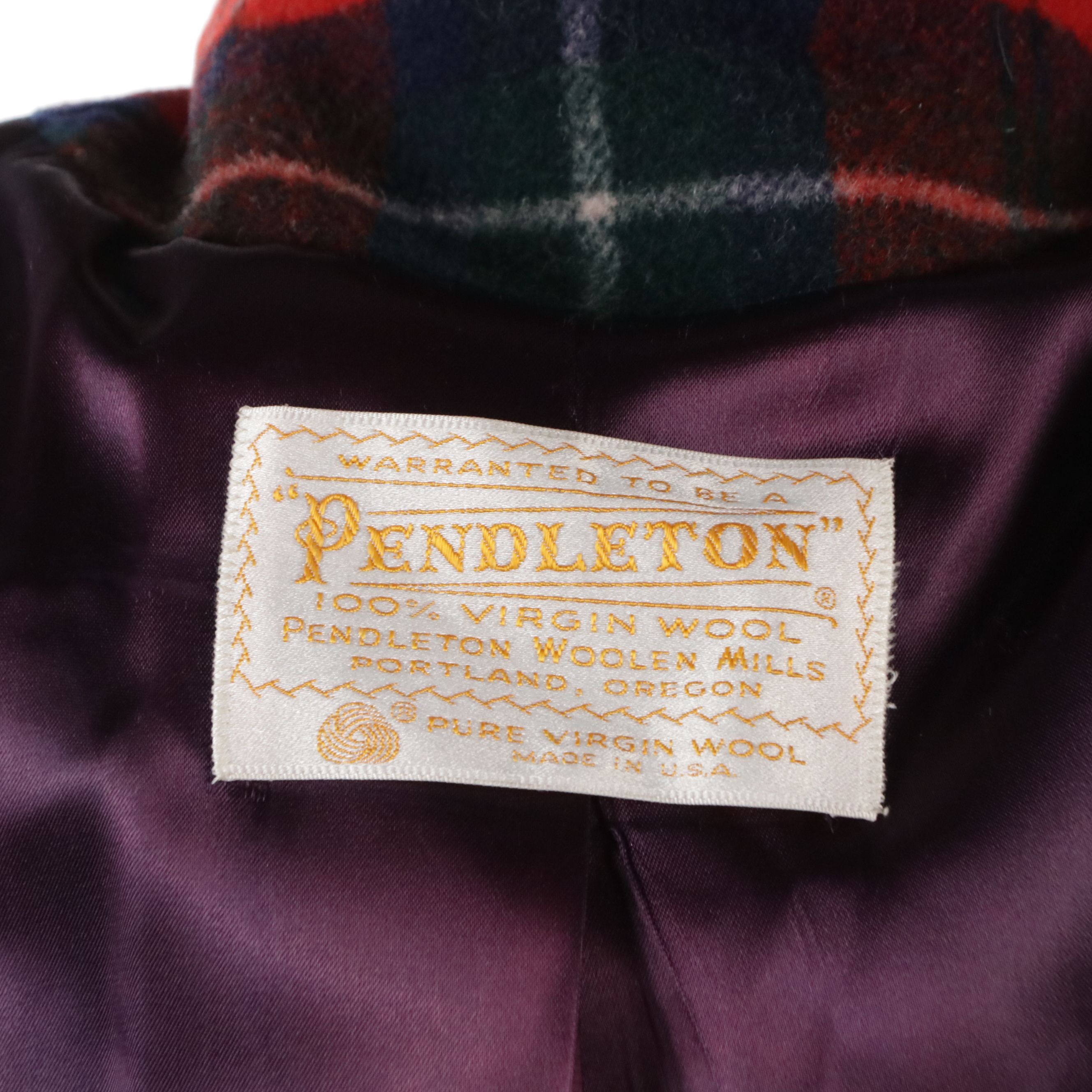 Pendleton Vintage Plaid Wool Belted Long Coat
