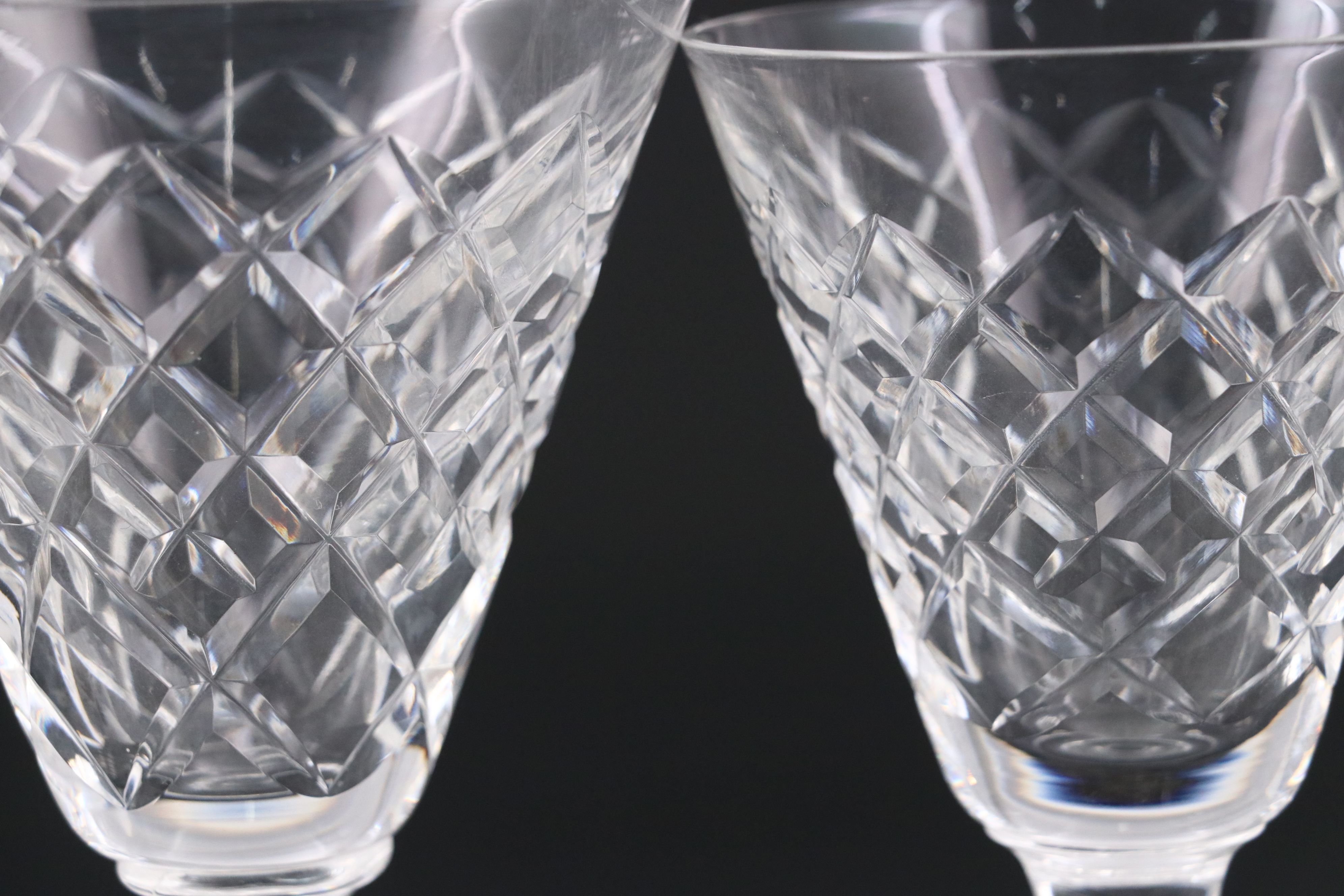 Waterford "Adare" Cut Crystal Clarets and White Wine Glasses