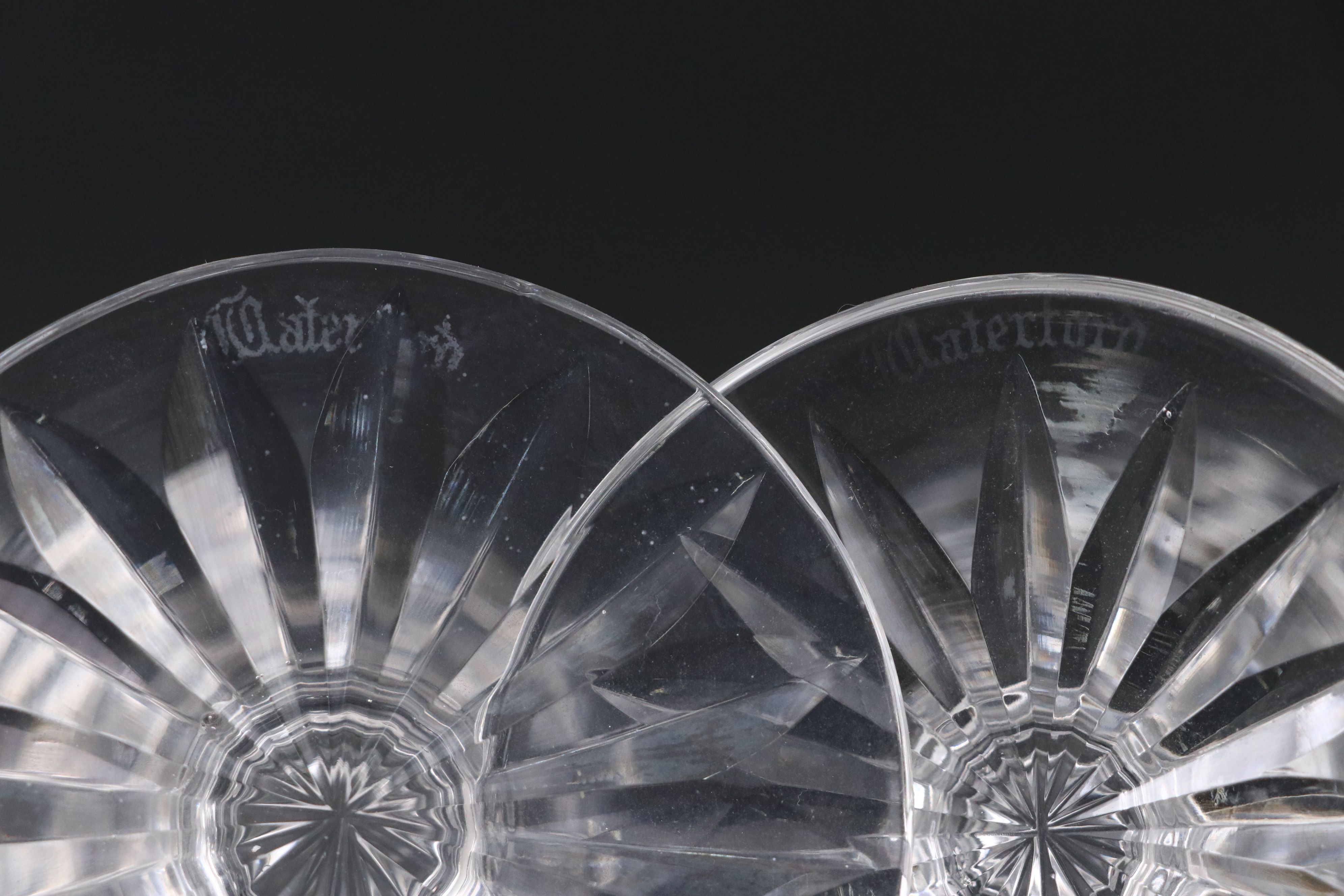 Waterford "Adare" Cut Crystal Clarets and White Wine Glasses