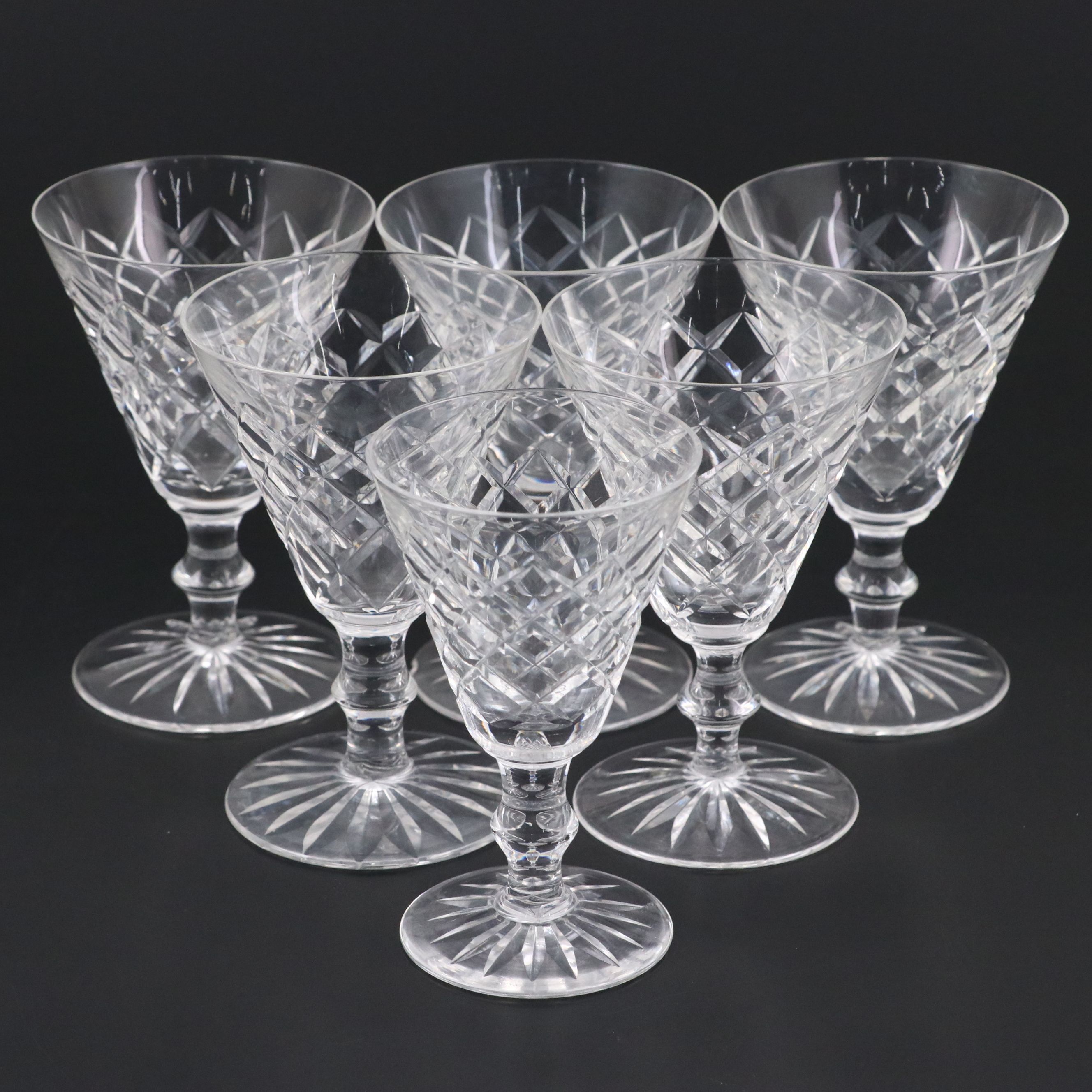 Waterford "Adare" Cut Crystal Clarets and White Wine Glasses