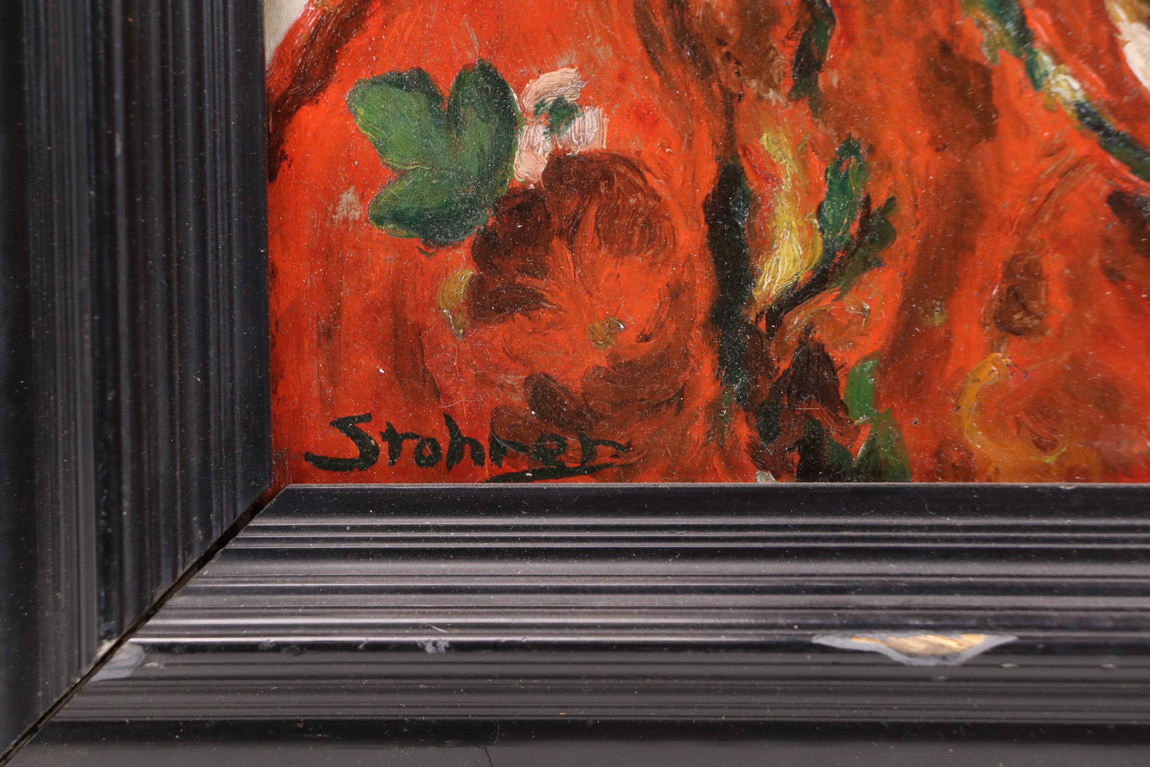 Oil Portrait of Woman in Red, 20th Century