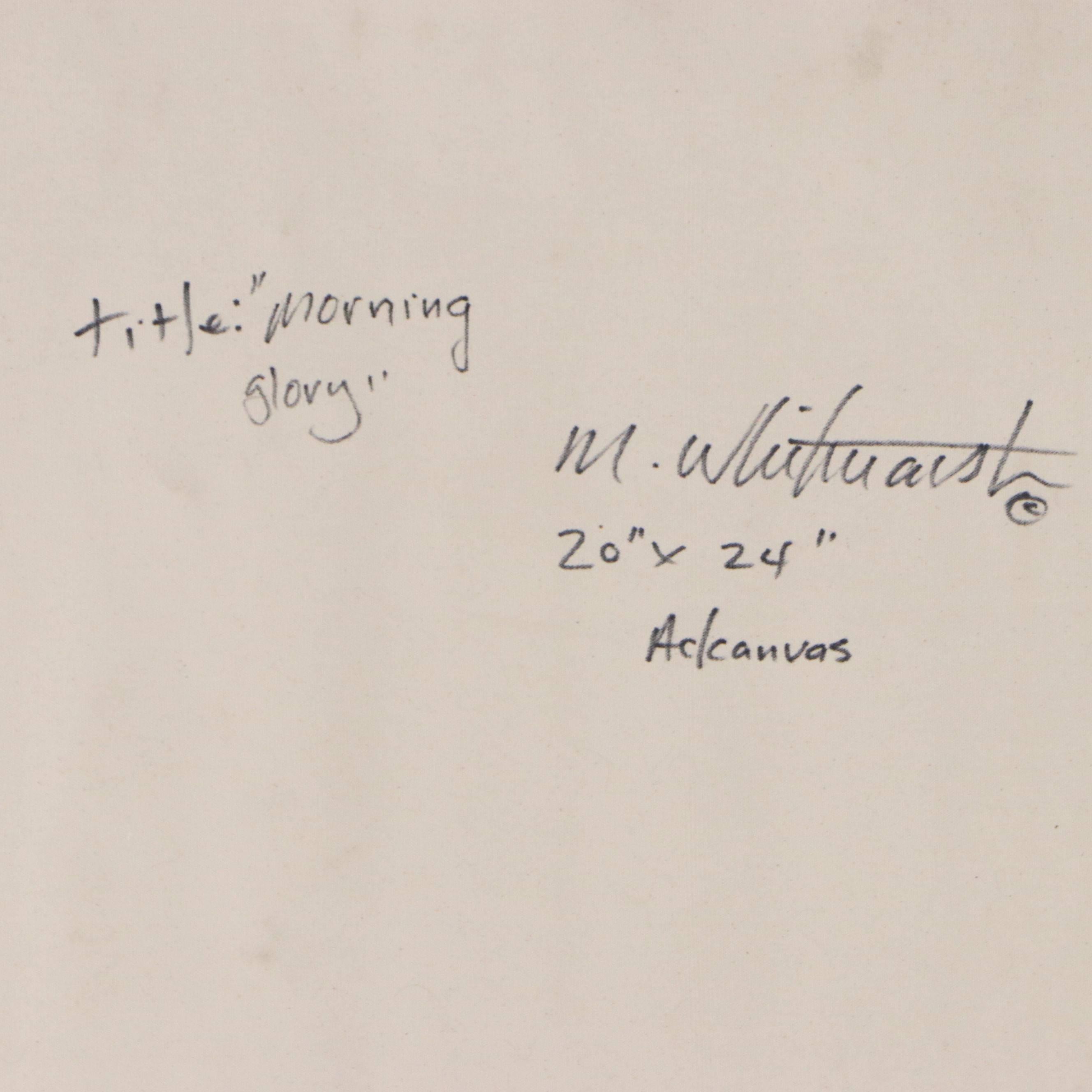 Mark Whitmarsh Acrylic Painting "Morning Glory," 2026