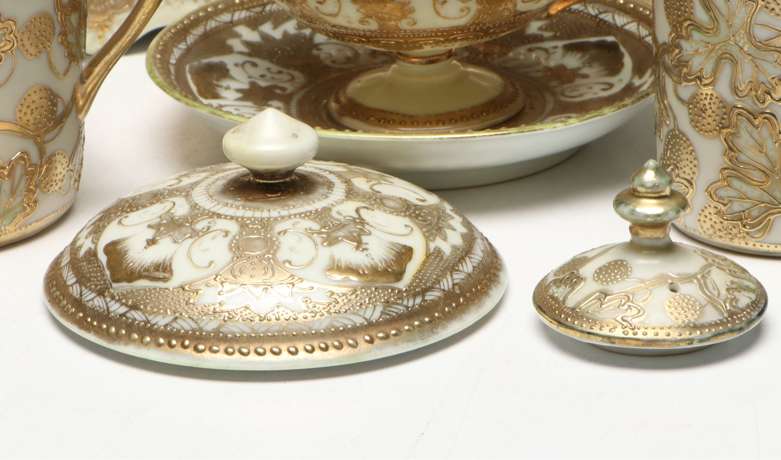 Japanese "Imperial Okan" Hand-Painted Enameled Porcelain Tea Set