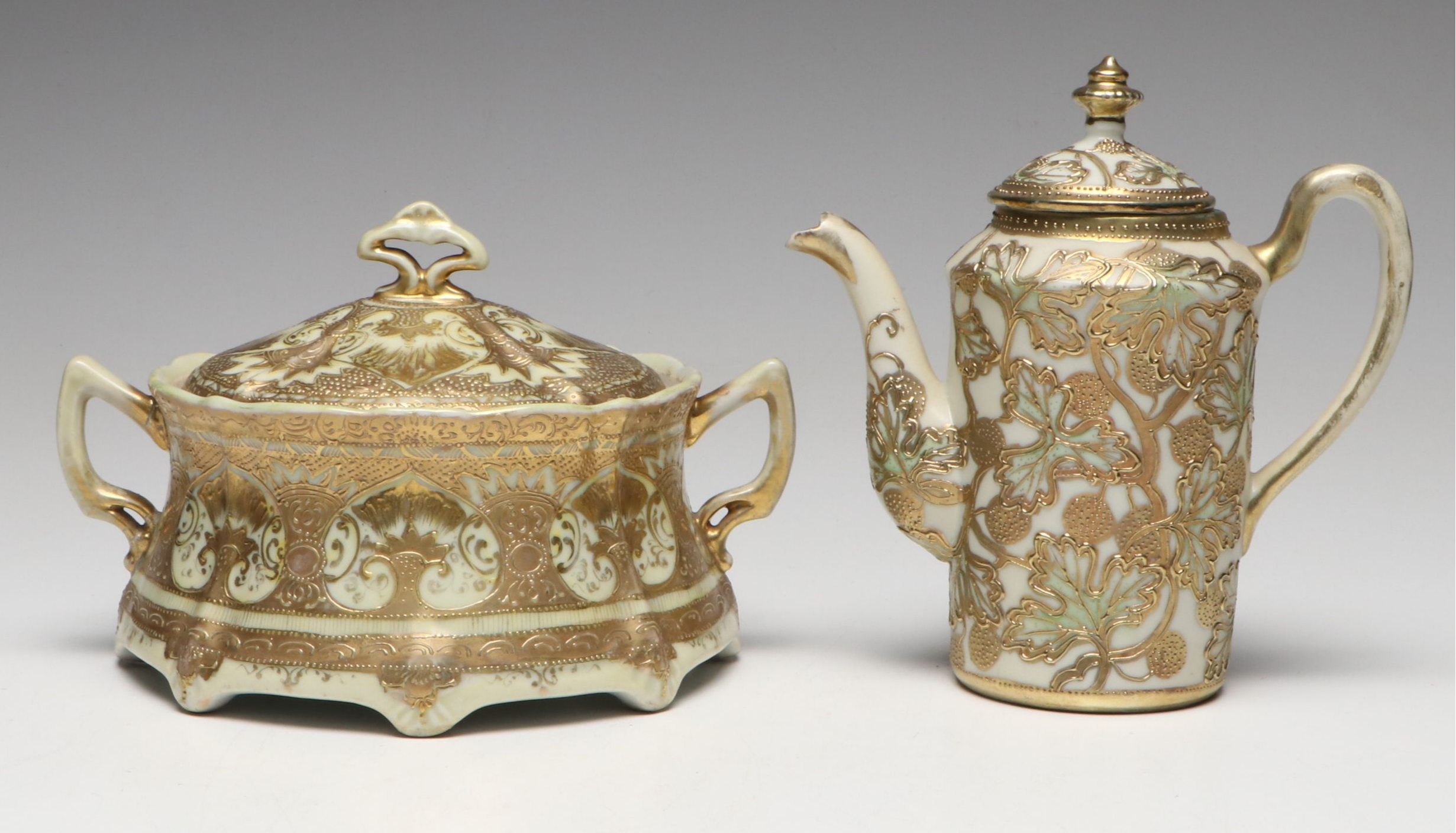 Japanese "Imperial Okan" Hand-Painted Enameled Porcelain Tea Set