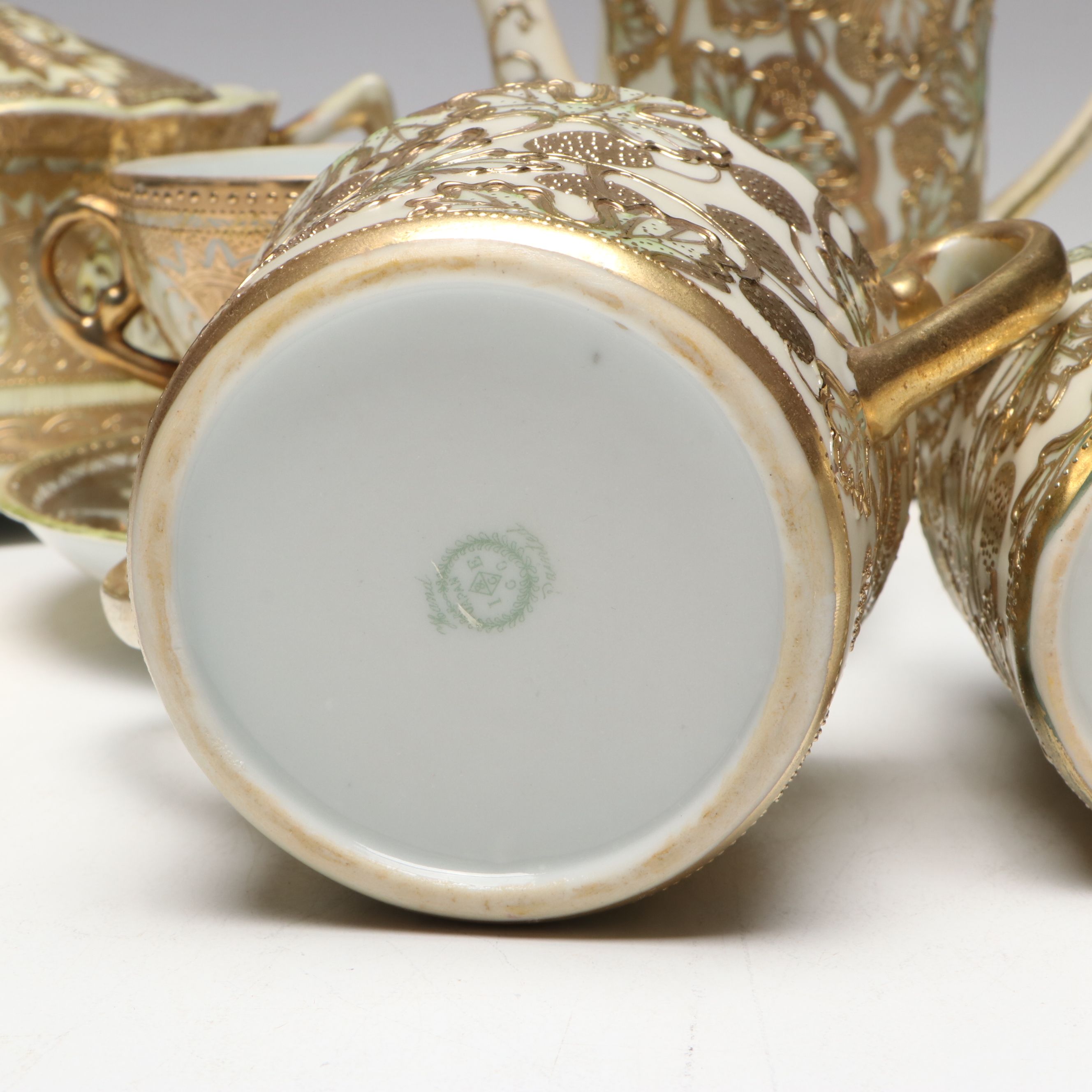 Japanese "Imperial Okan" Hand-Painted Enameled Porcelain Tea Set