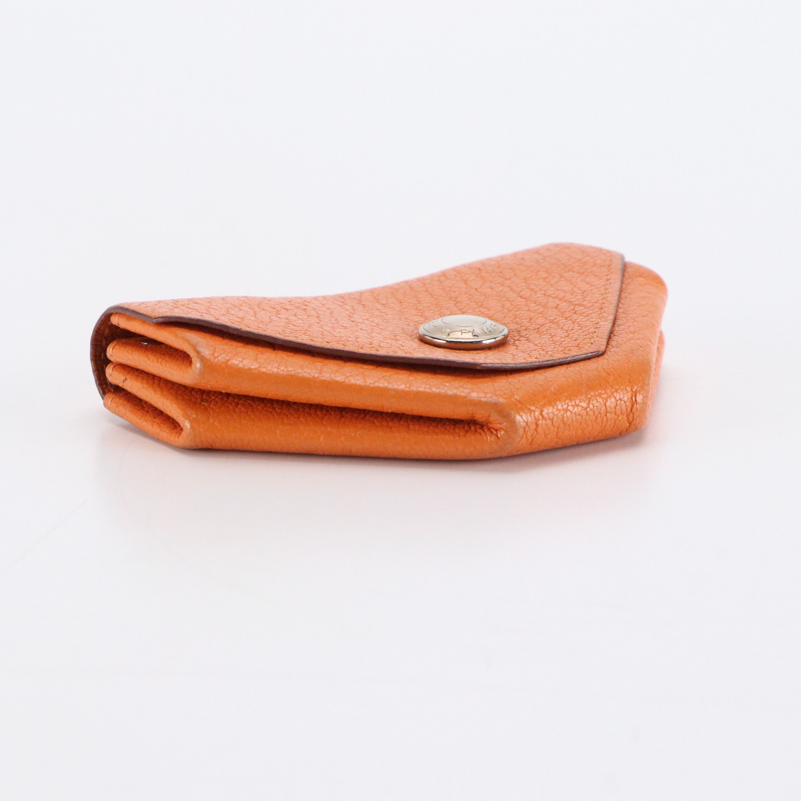 Hermès Le Van Quatre Coin Pouch in Orange Chevre Mysore Leather, With Box