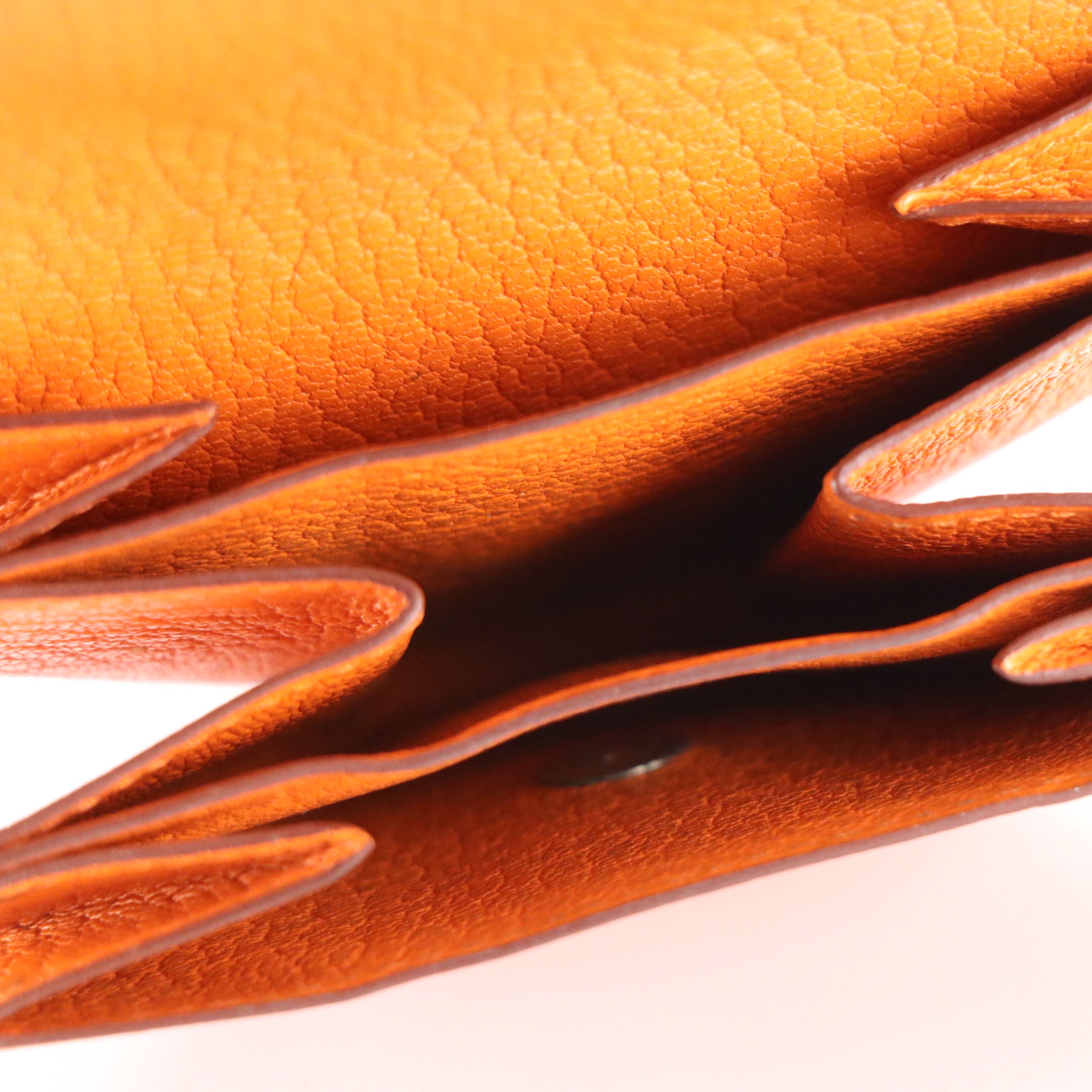 Hermès Le Van Quatre Coin Pouch in Orange Chevre Mysore Leather, With Box