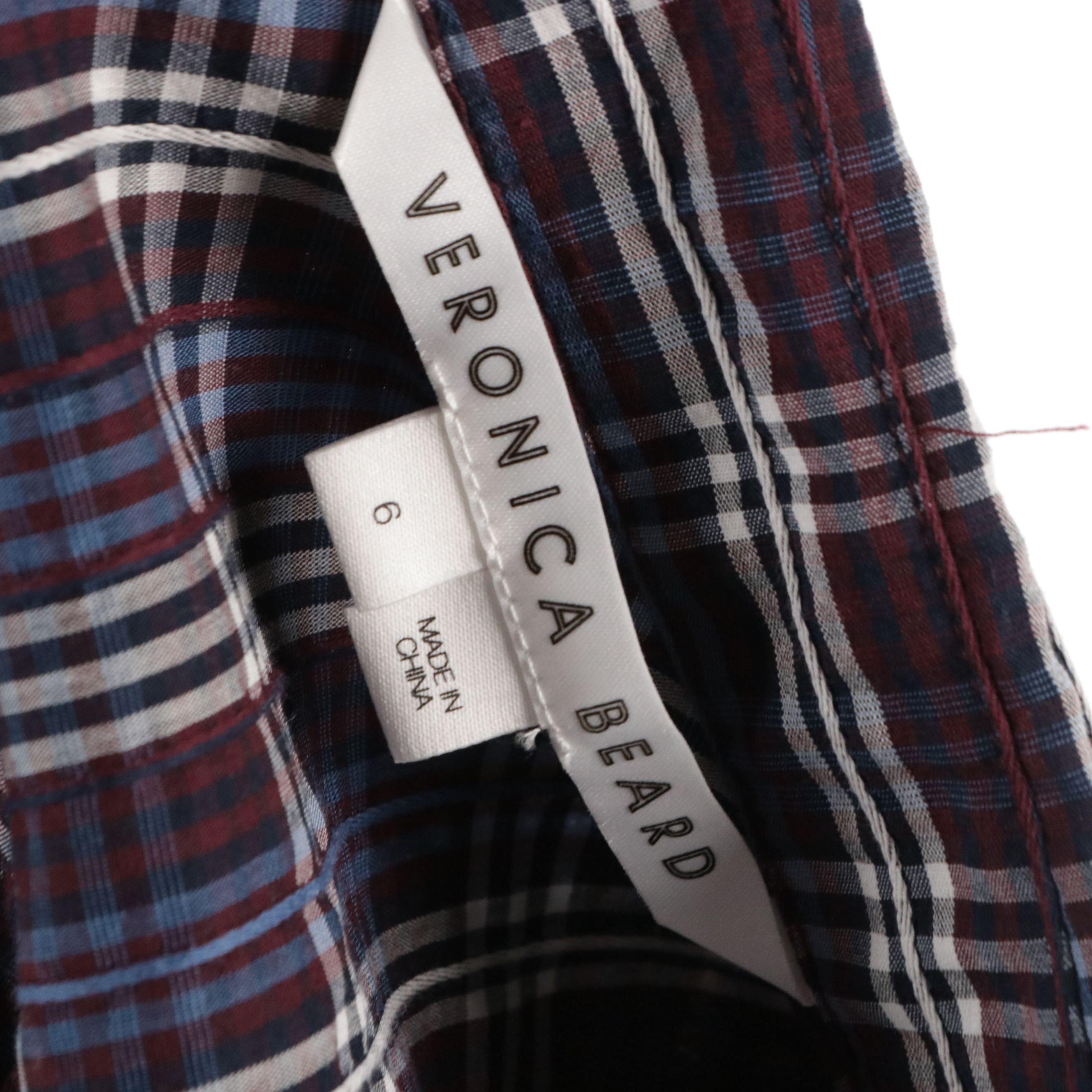 Veronica Beard Plaid Long Sleeve Dress with Ruched Detail