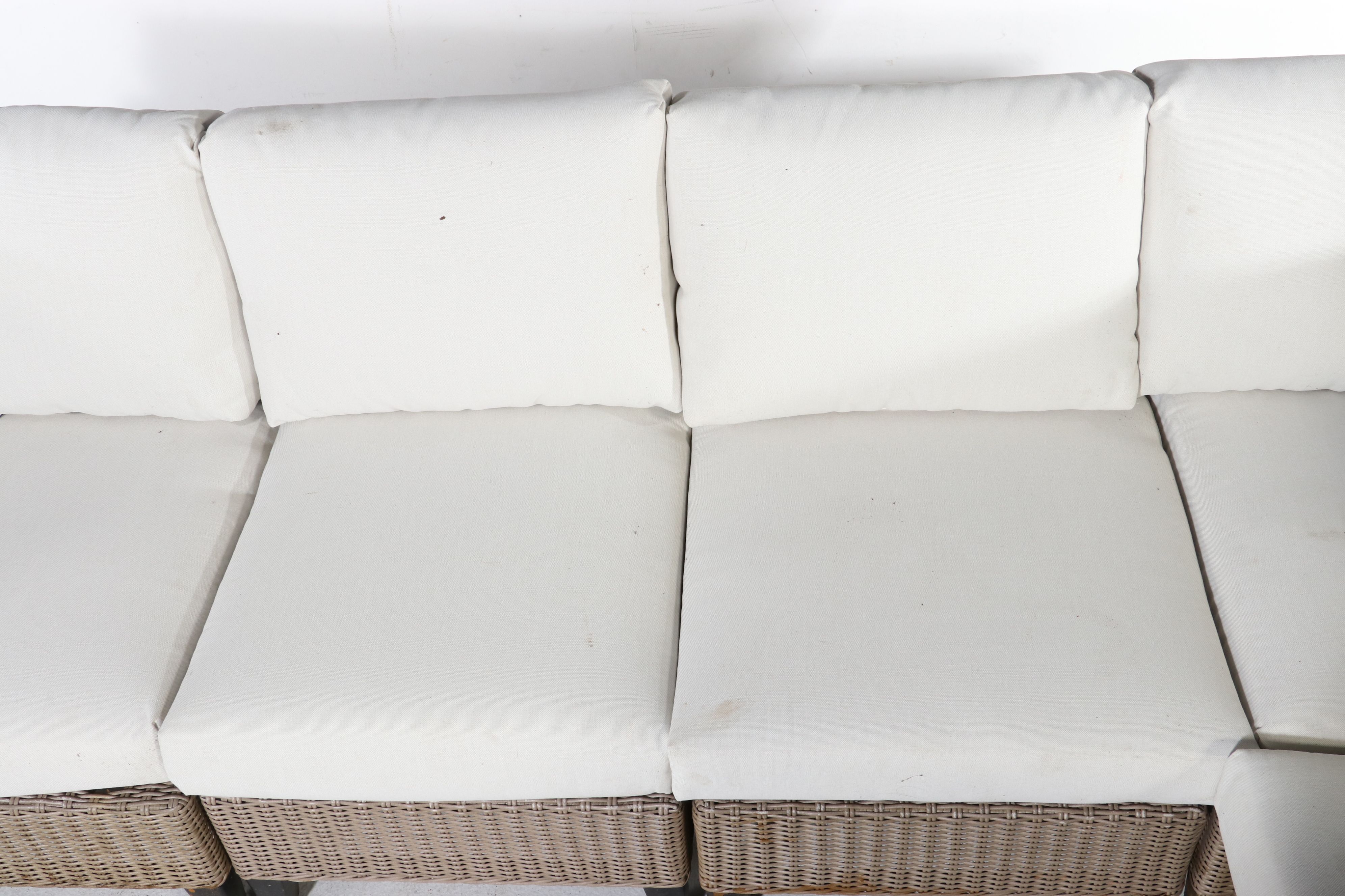 Resin Wicker Patio Sectional Sofa with Coffee Table and Threshold Cushions