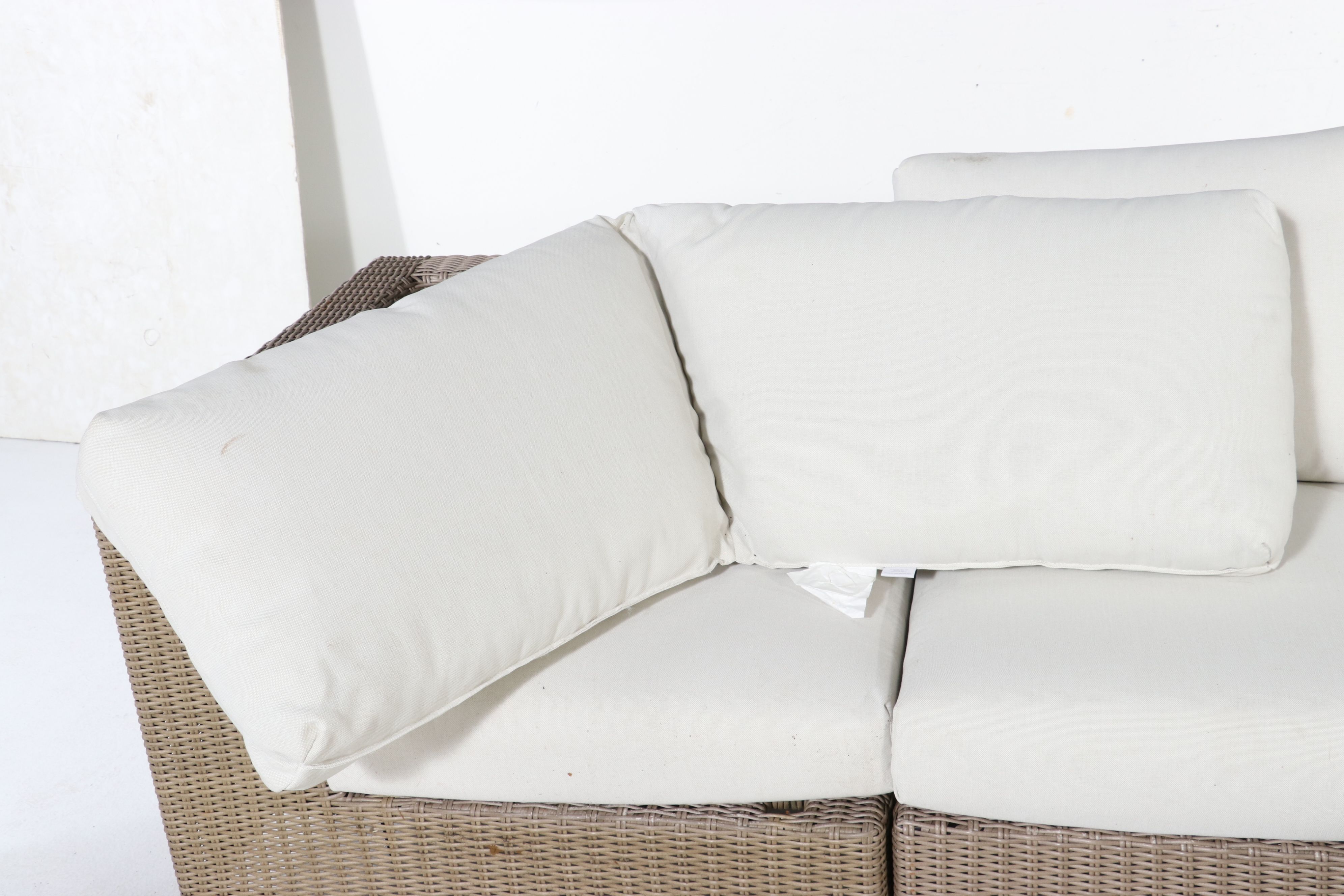 Resin Wicker Patio Sectional Sofa with Coffee Table and Threshold Cushions