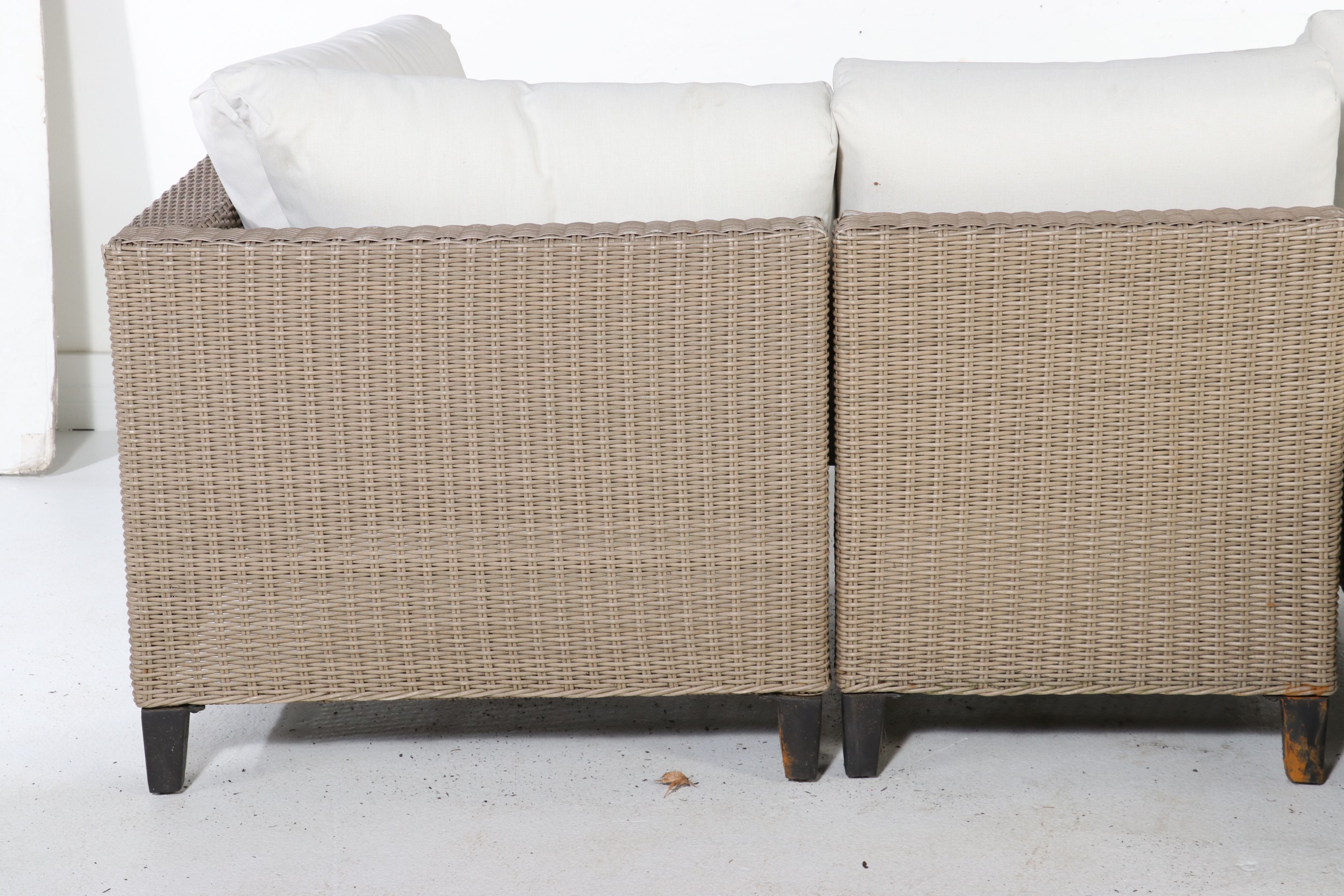 Resin Wicker Patio Sectional Sofa with Coffee Table and Threshold Cushions