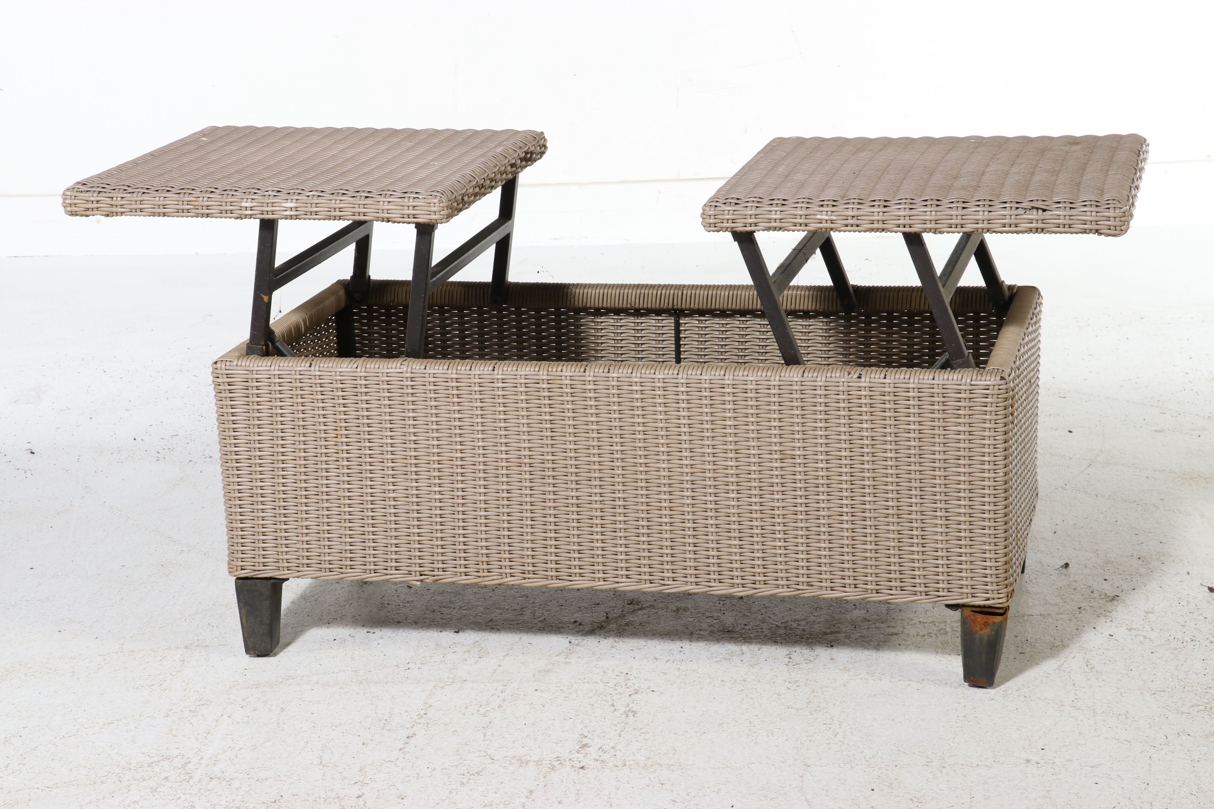 Resin Wicker Patio Sectional Sofa with Coffee Table and Threshold Cushions