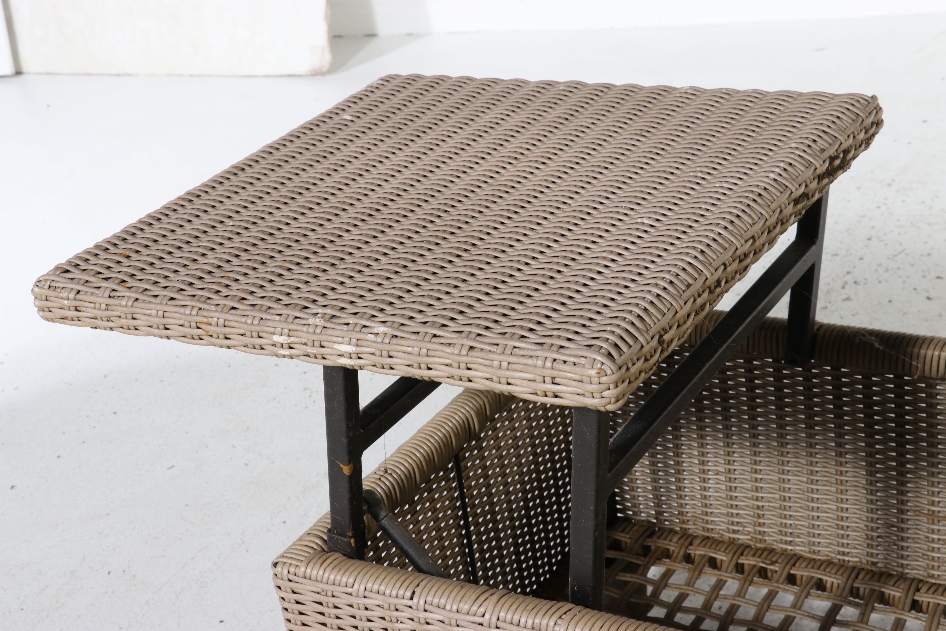 Resin Wicker Patio Sectional Sofa with Coffee Table and Threshold Cushions