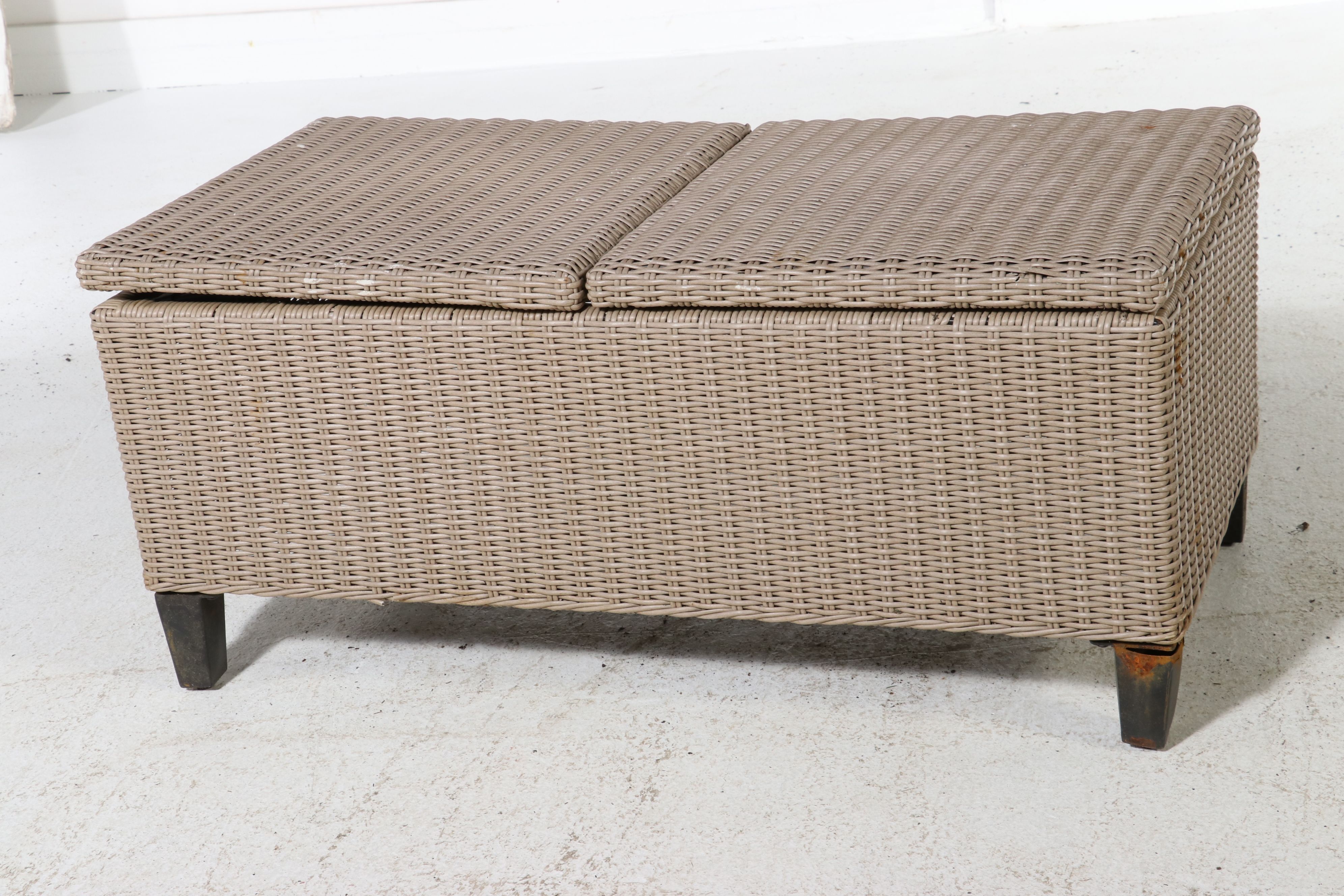Resin Wicker Patio Sectional Sofa with Coffee Table and Threshold Cushions