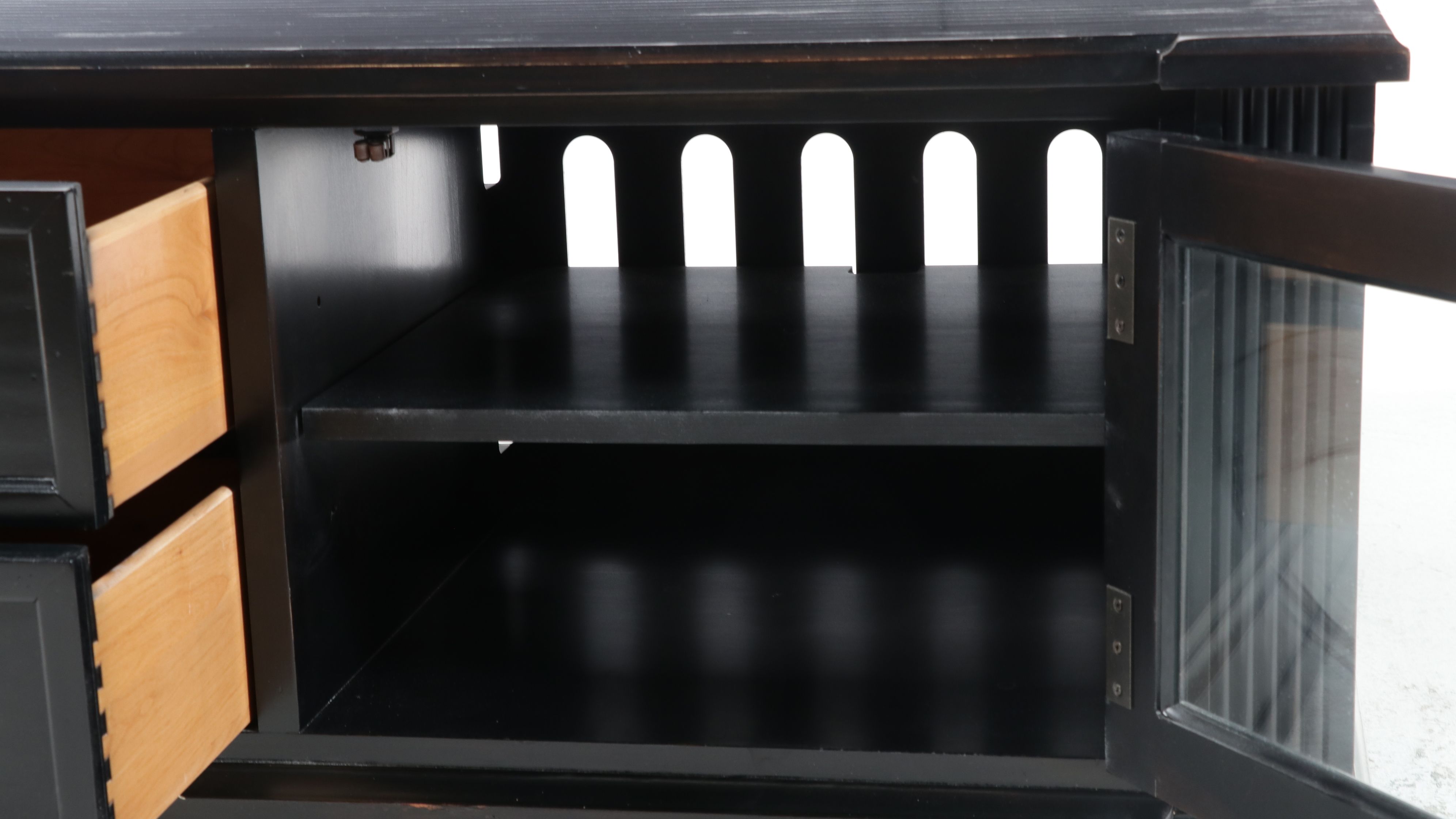 Ethan Allen "New Country" Black Media Cabinet, 2015