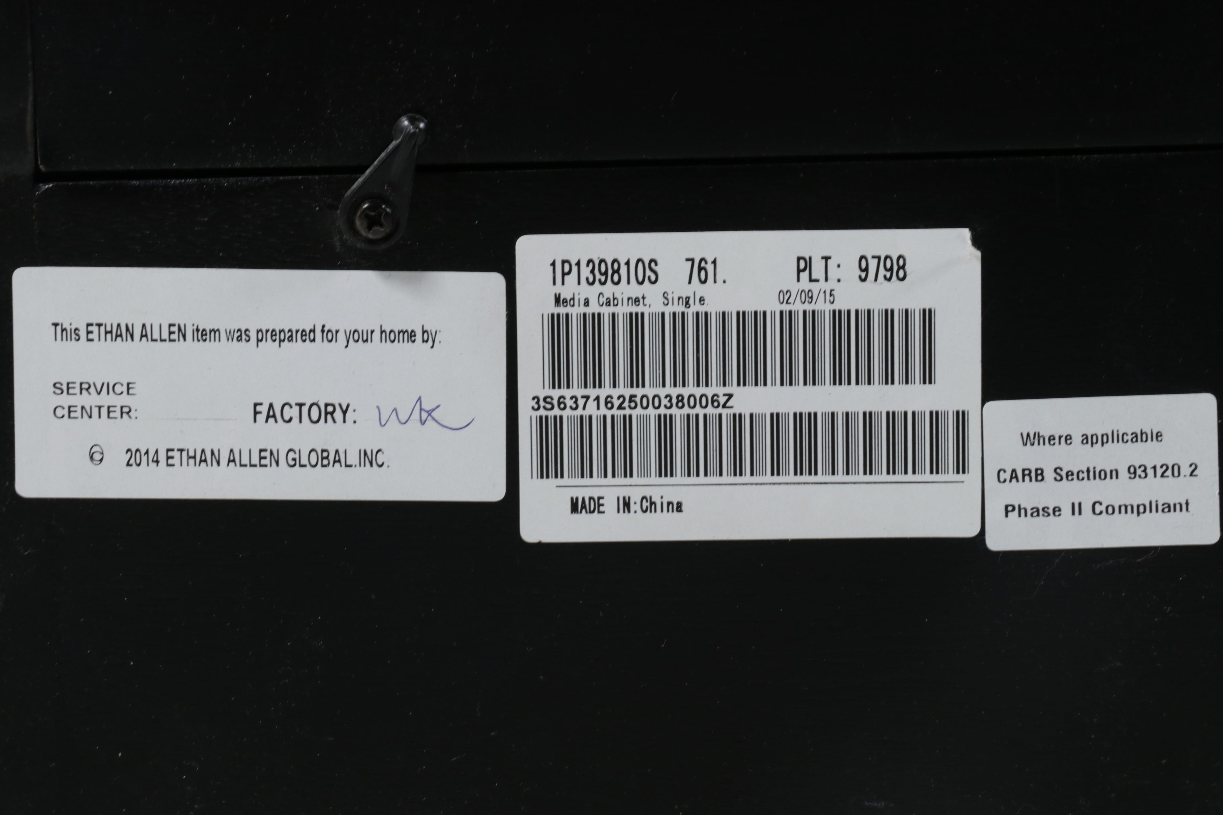 Ethan Allen "New Country" Black Media Cabinet, 2015