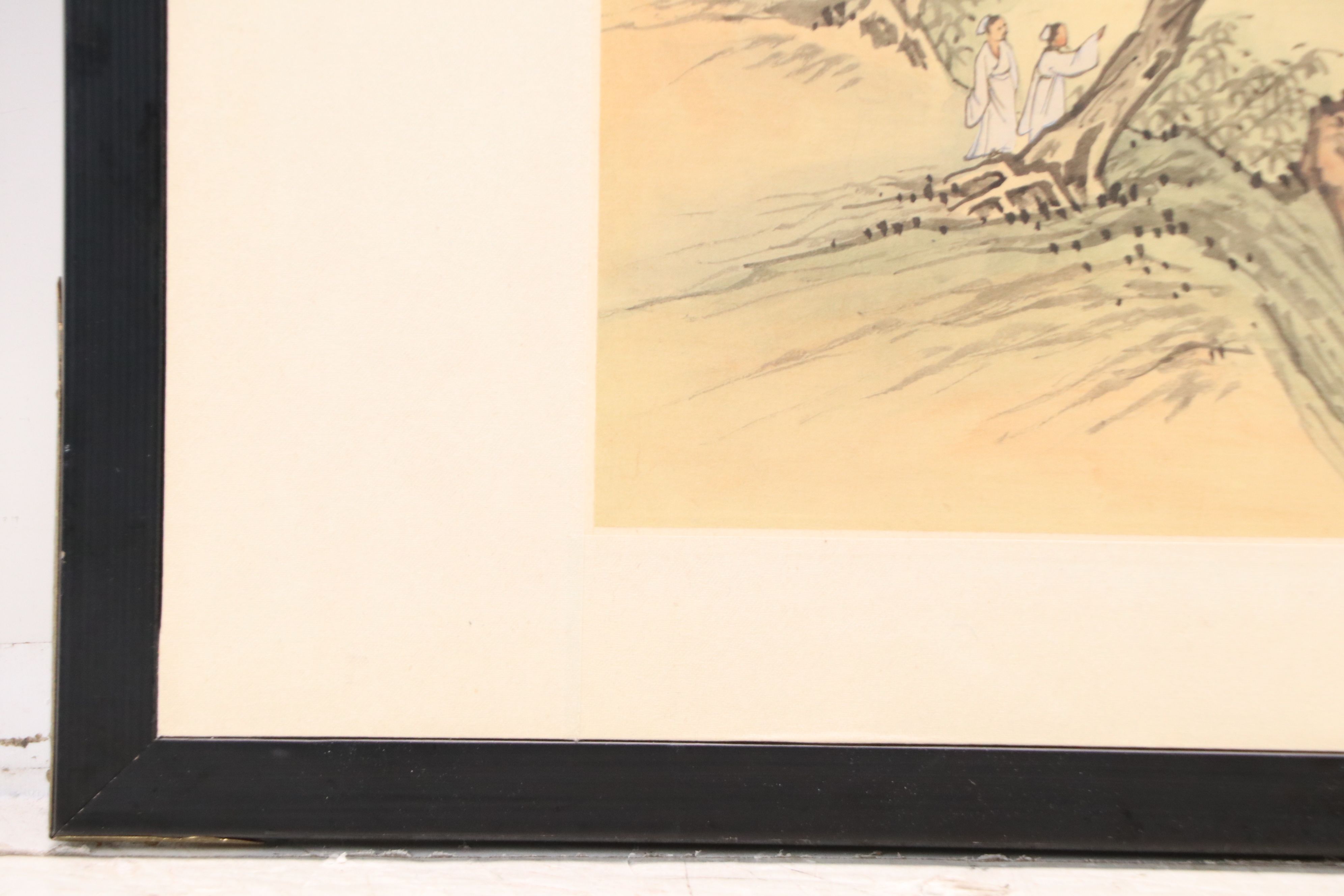 Chinese Watercolor Shan Shui Painting of Mountain Lake, Mid-20th Century